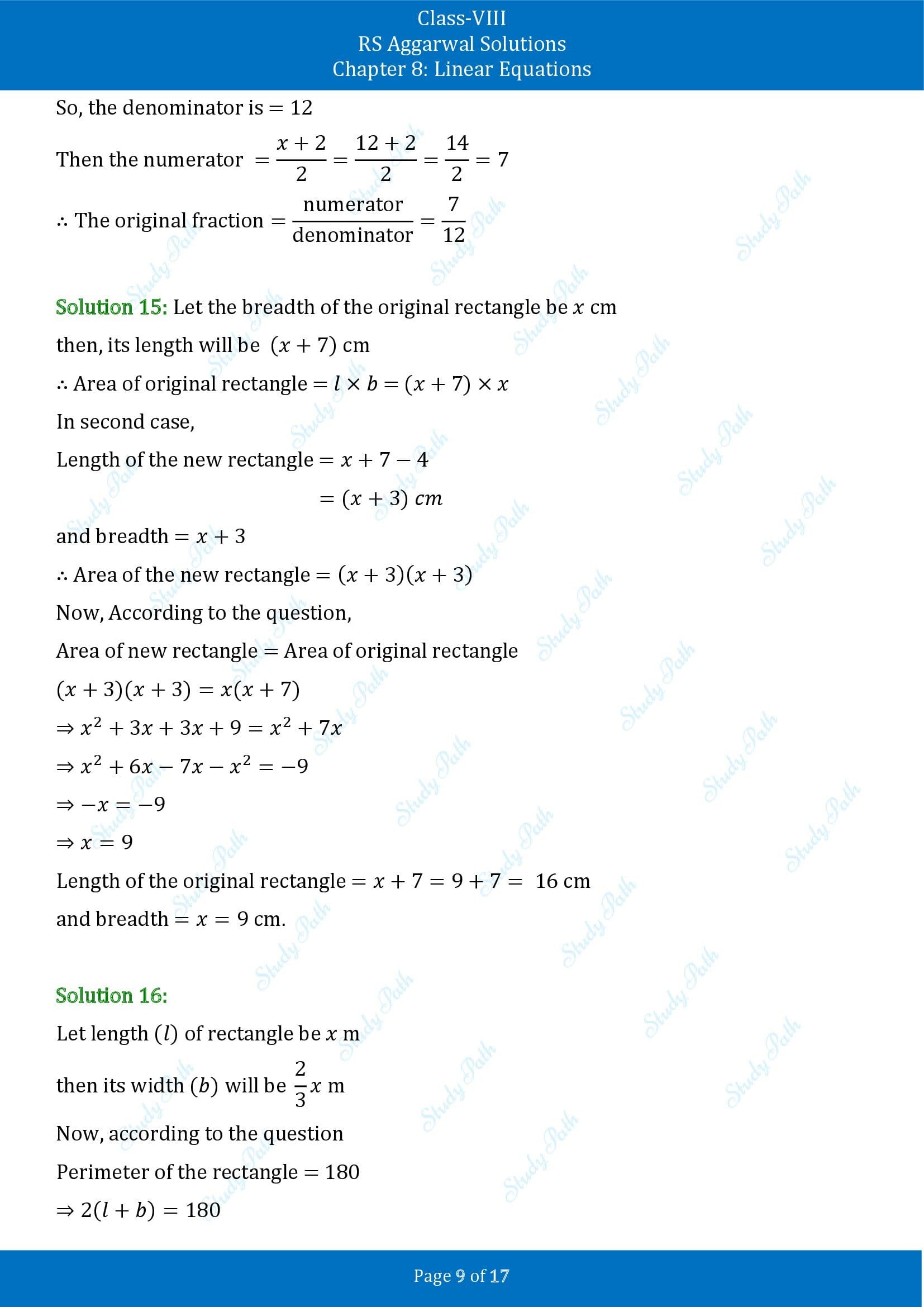 RS Aggarwal Solutions Class 8 Chapter 8 Linear Equations Exercise 8B 00009