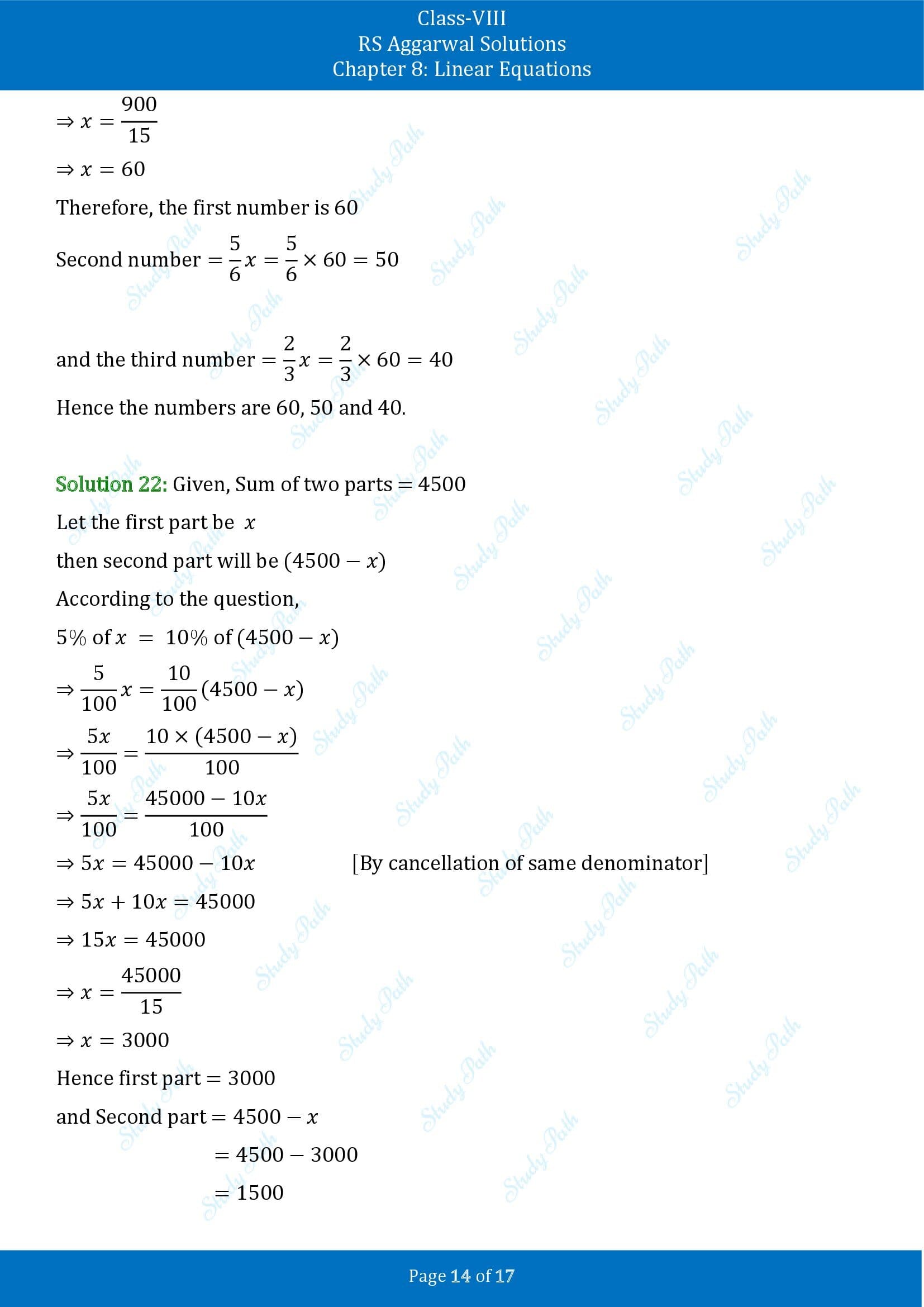 RS Aggarwal Solutions Class 8 Chapter 8 Linear Equations Exercise 8B 00014