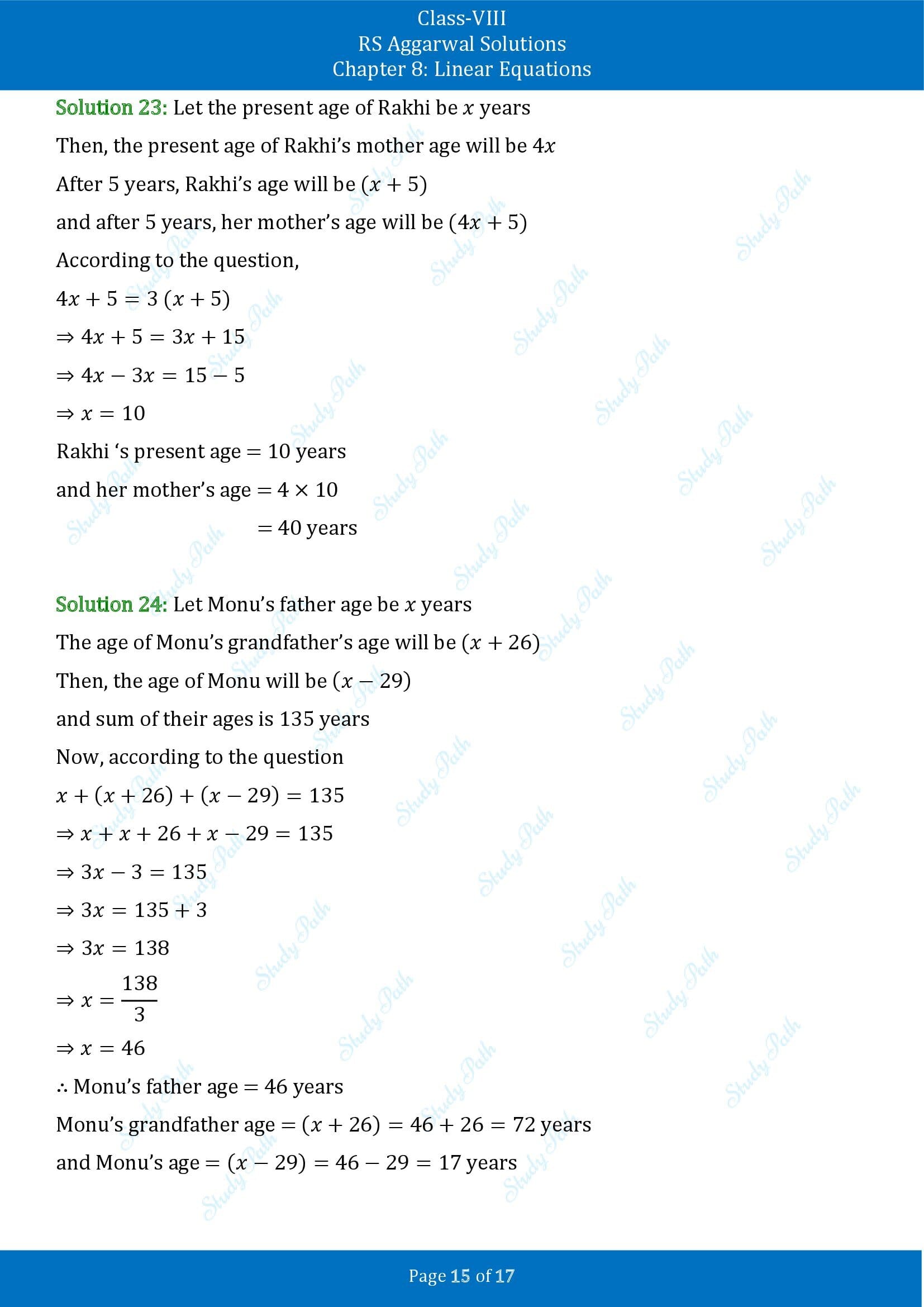 RS Aggarwal Solutions Class 8 Chapter 8 Linear Equations Exercise 8B 00015