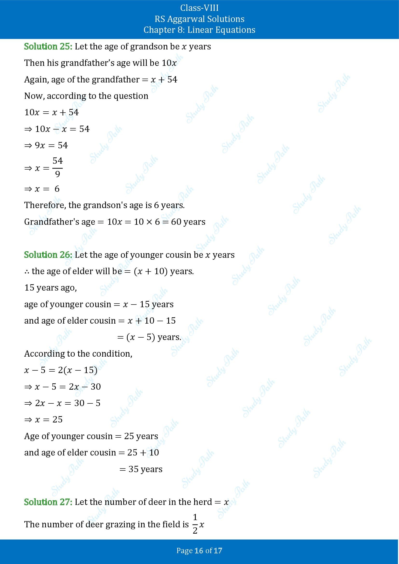 RS Aggarwal Solutions Class 8 Chapter 8 Linear Equations Exercise 8B 00016