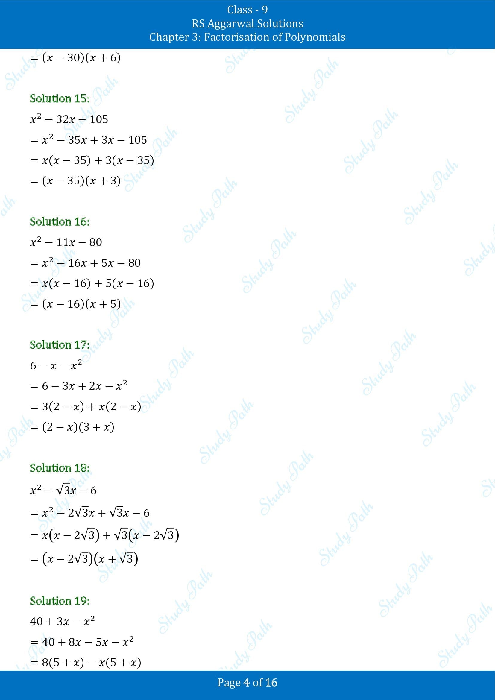 RS Aggarwal Solutions Class 9 Chapter 3 Factorisation of Polynomials Exercise 3C 00004