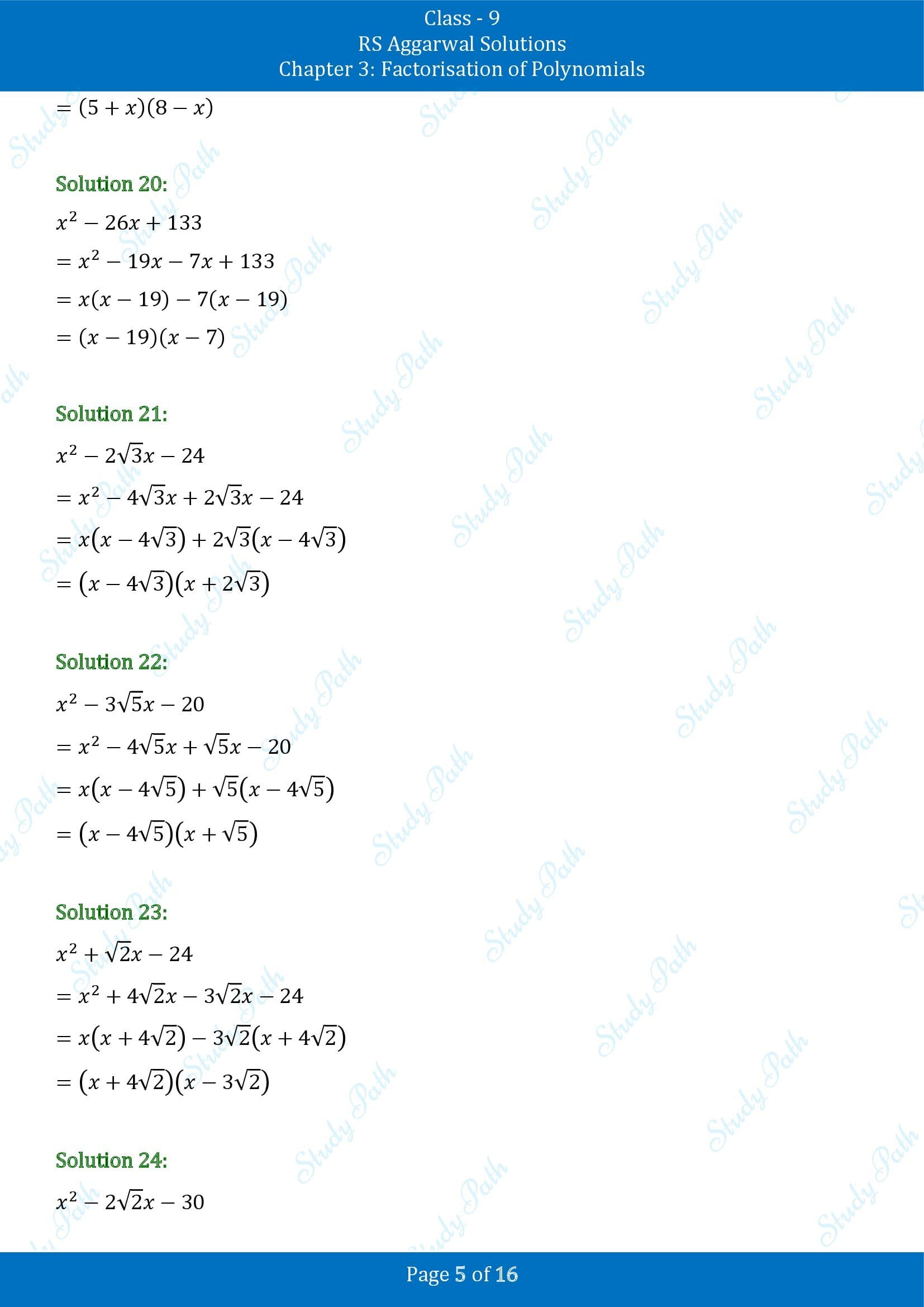 RS Aggarwal Solutions Class 9 Chapter 3 Factorisation of Polynomials Exercise 3C 00005