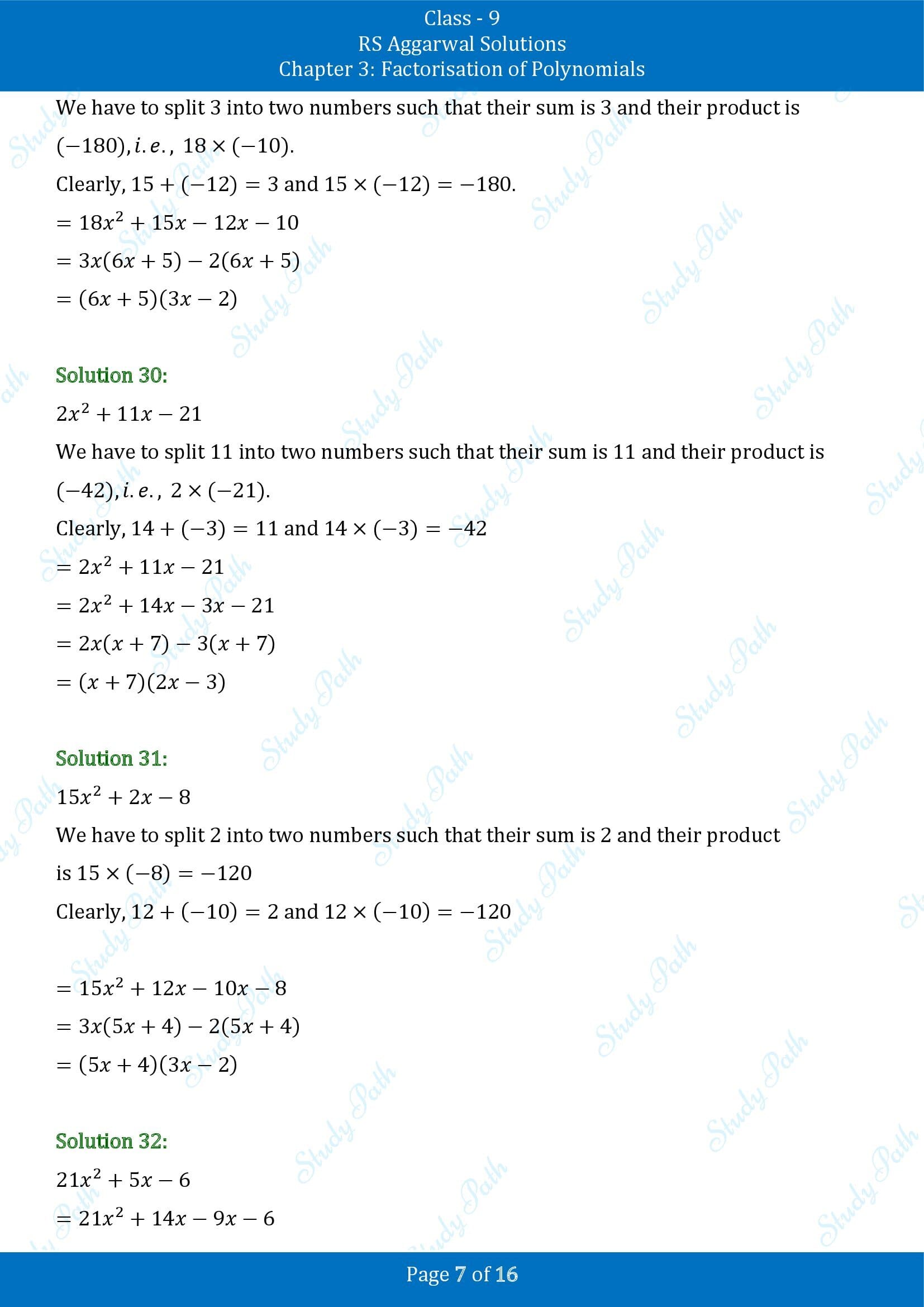 RS Aggarwal Solutions Class 9 Chapter 3 Factorisation of Polynomials Exercise 3C 00007