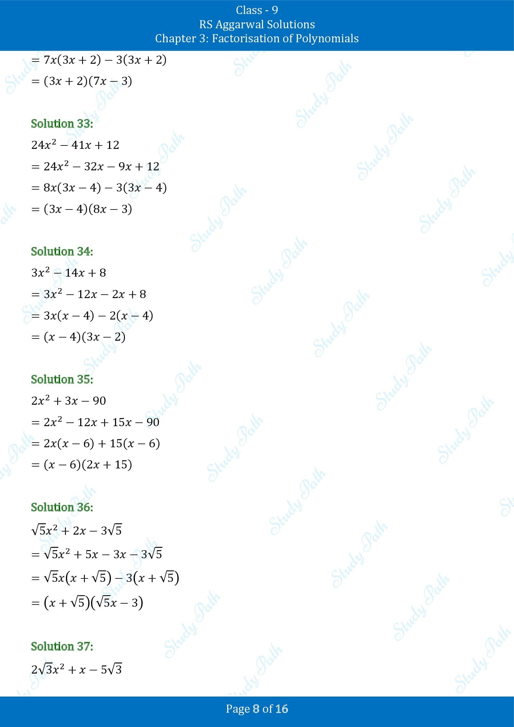 RS Aggarwal Solutions Class 9 Chapter 3 Factorisation of Polynomials Exercise 3C 00008