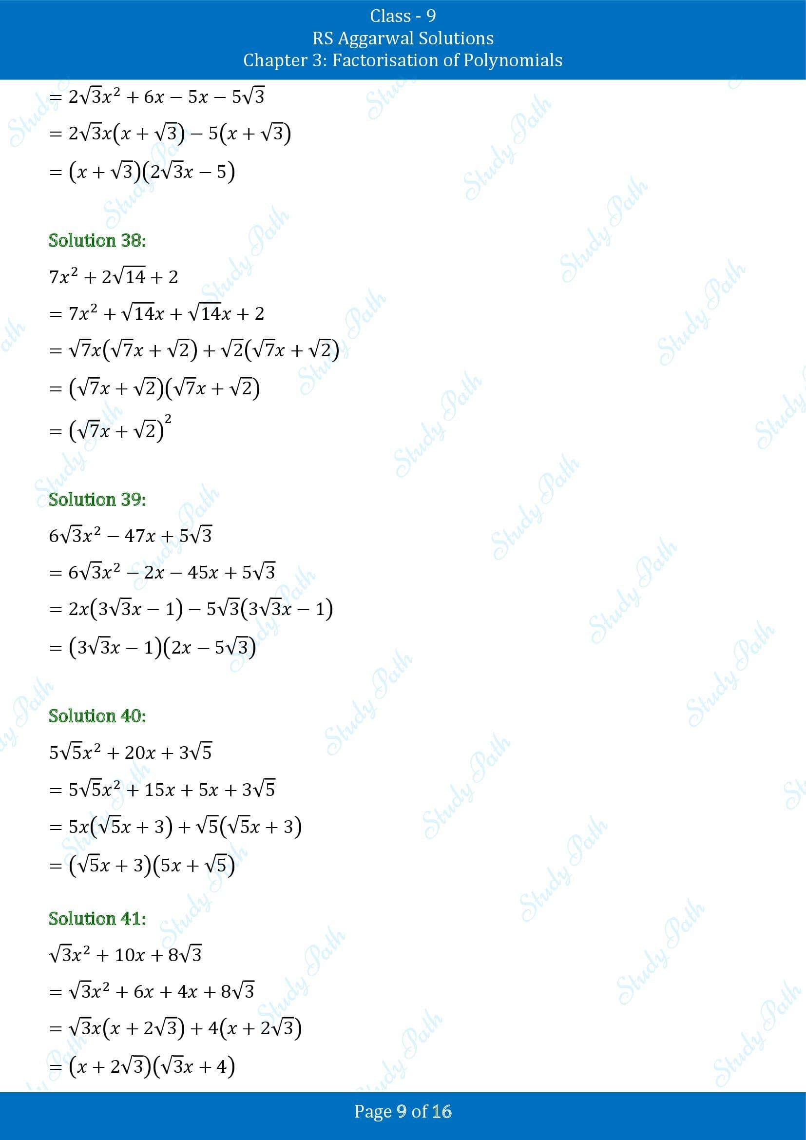 RS Aggarwal Solutions Class 9 Chapter 3 Factorisation of Polynomials Exercise 3C 00009