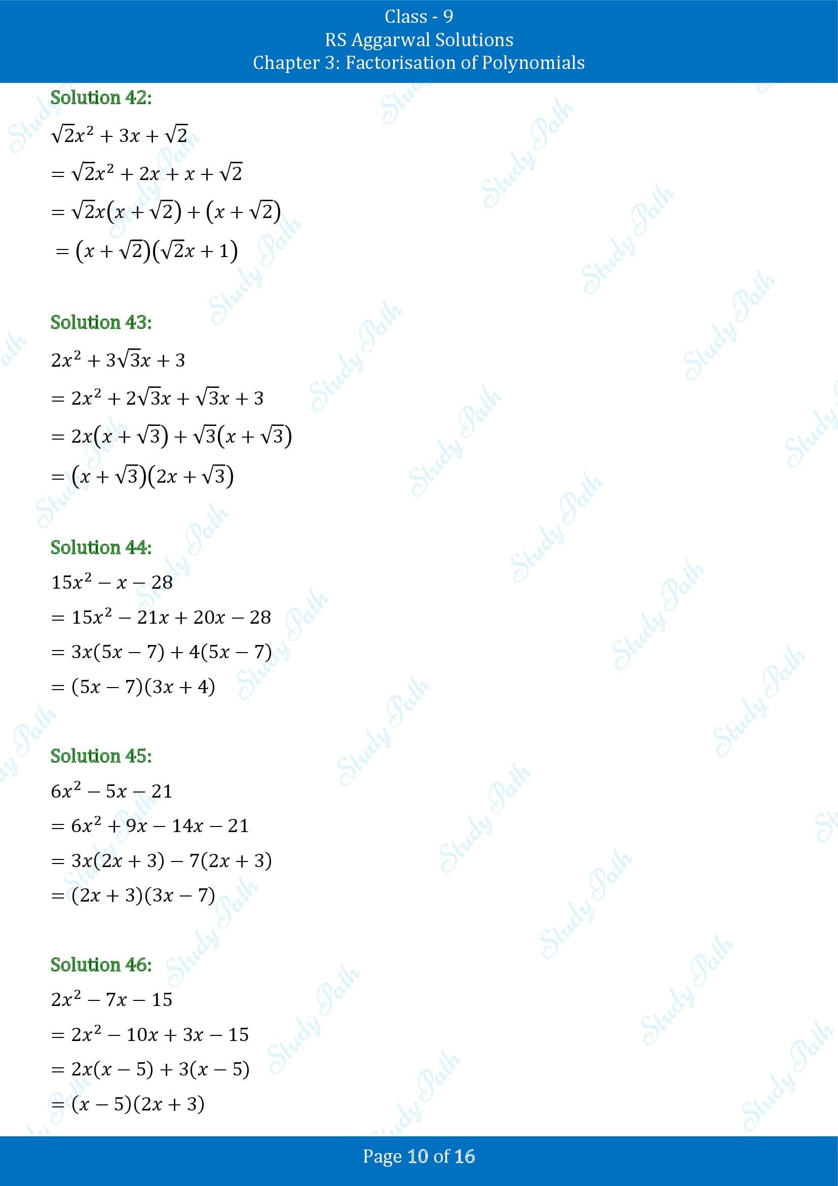 RS Aggarwal Solutions Class 9 Chapter 3 Factorisation of Polynomials Exercise 3C 00010