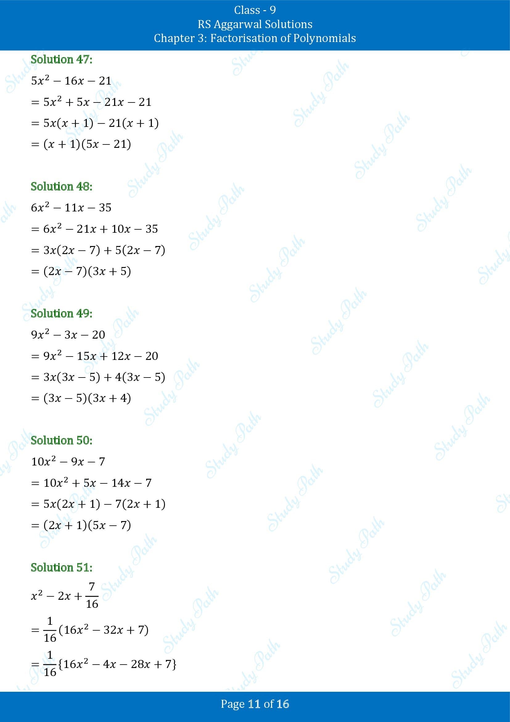 RS Aggarwal Solutions Class 9 Chapter 3 Factorisation of Polynomials Exercise 3C 00011