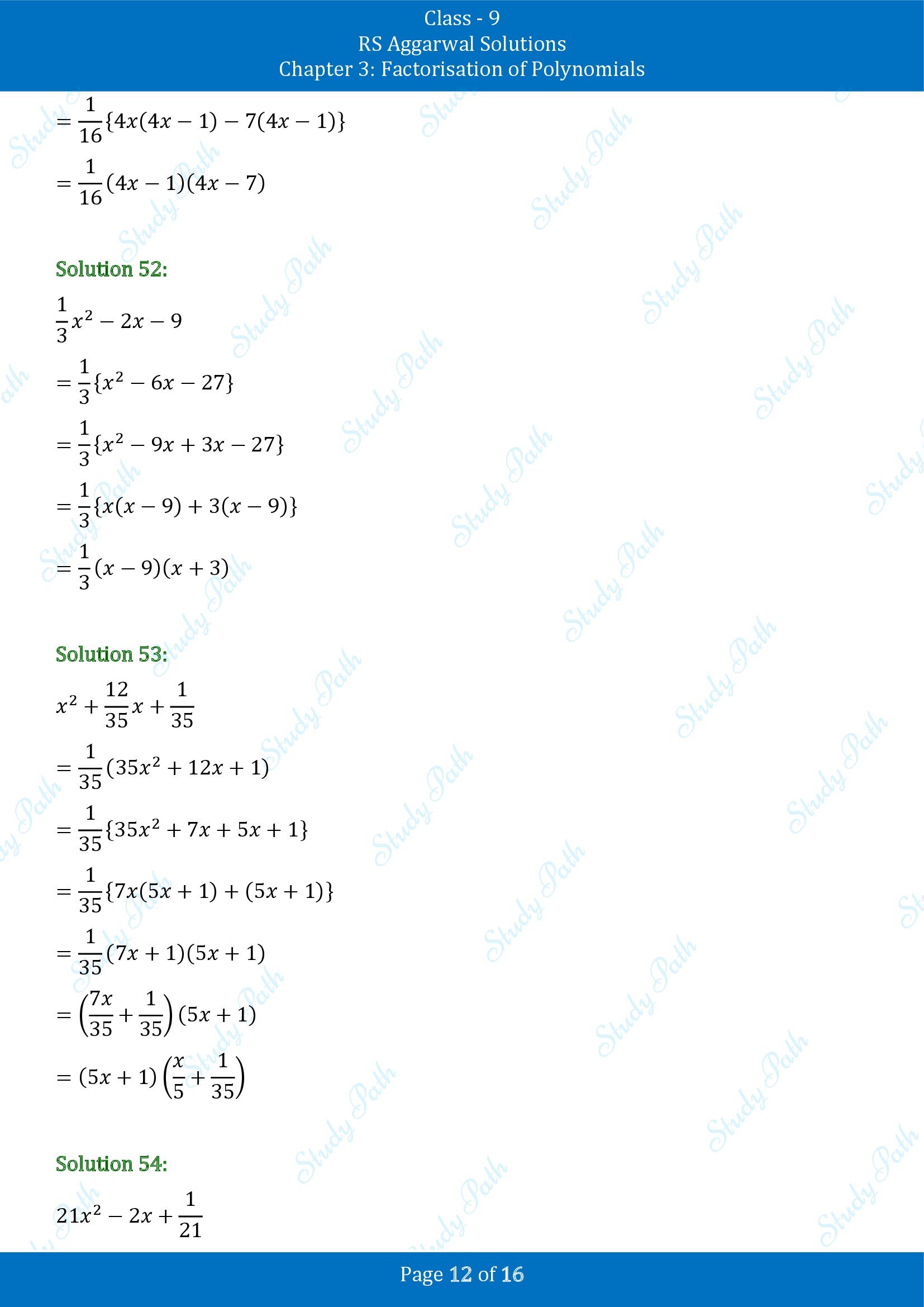 RS Aggarwal Solutions Class 9 Chapter 3 Factorisation of Polynomials Exercise 3C 00012