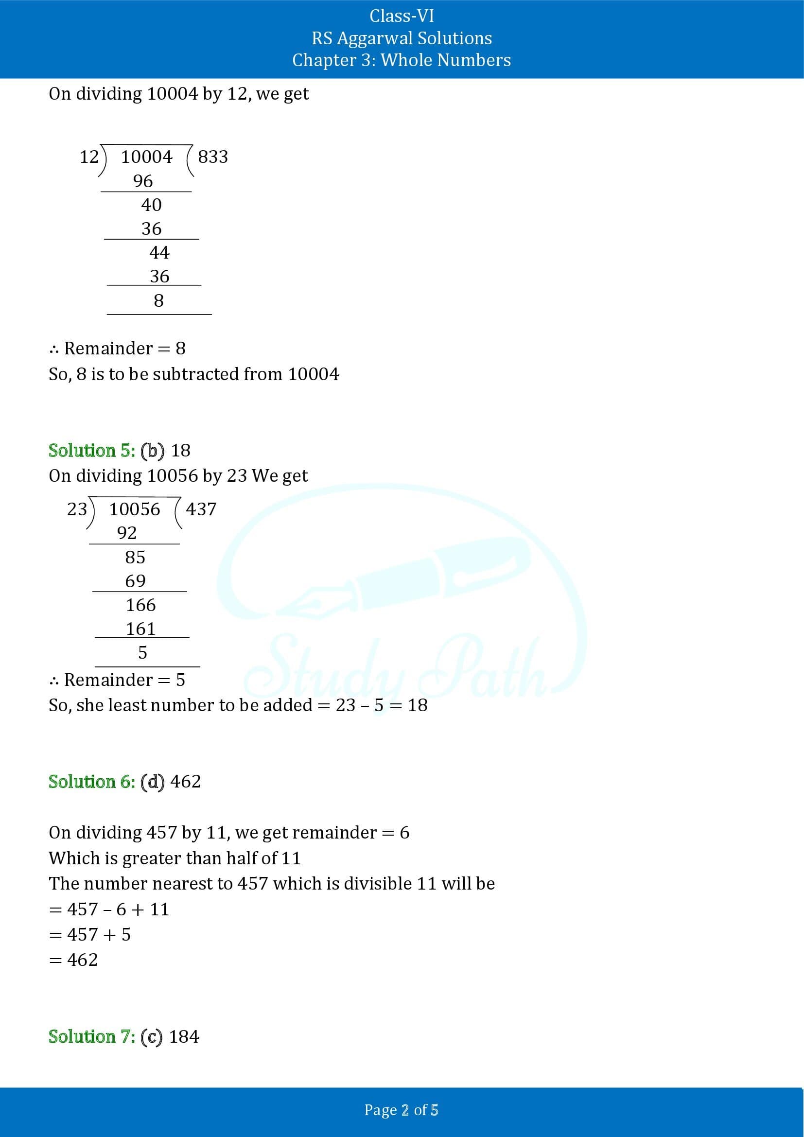 RS Aggarwal Solutions Class 6 Chapter 3 Whole Numbers Exercise 3F MCQ 00002
