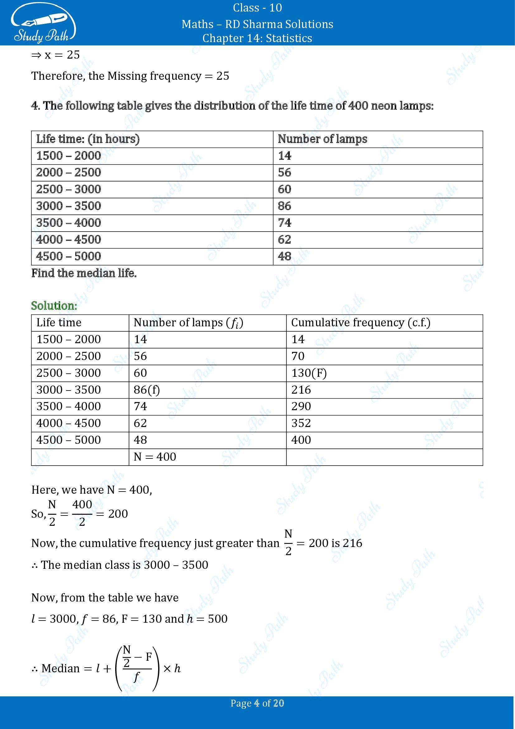 RD Sharma Solutions Class 10 Chapter 14 Statistics Exercise 14.4 00004