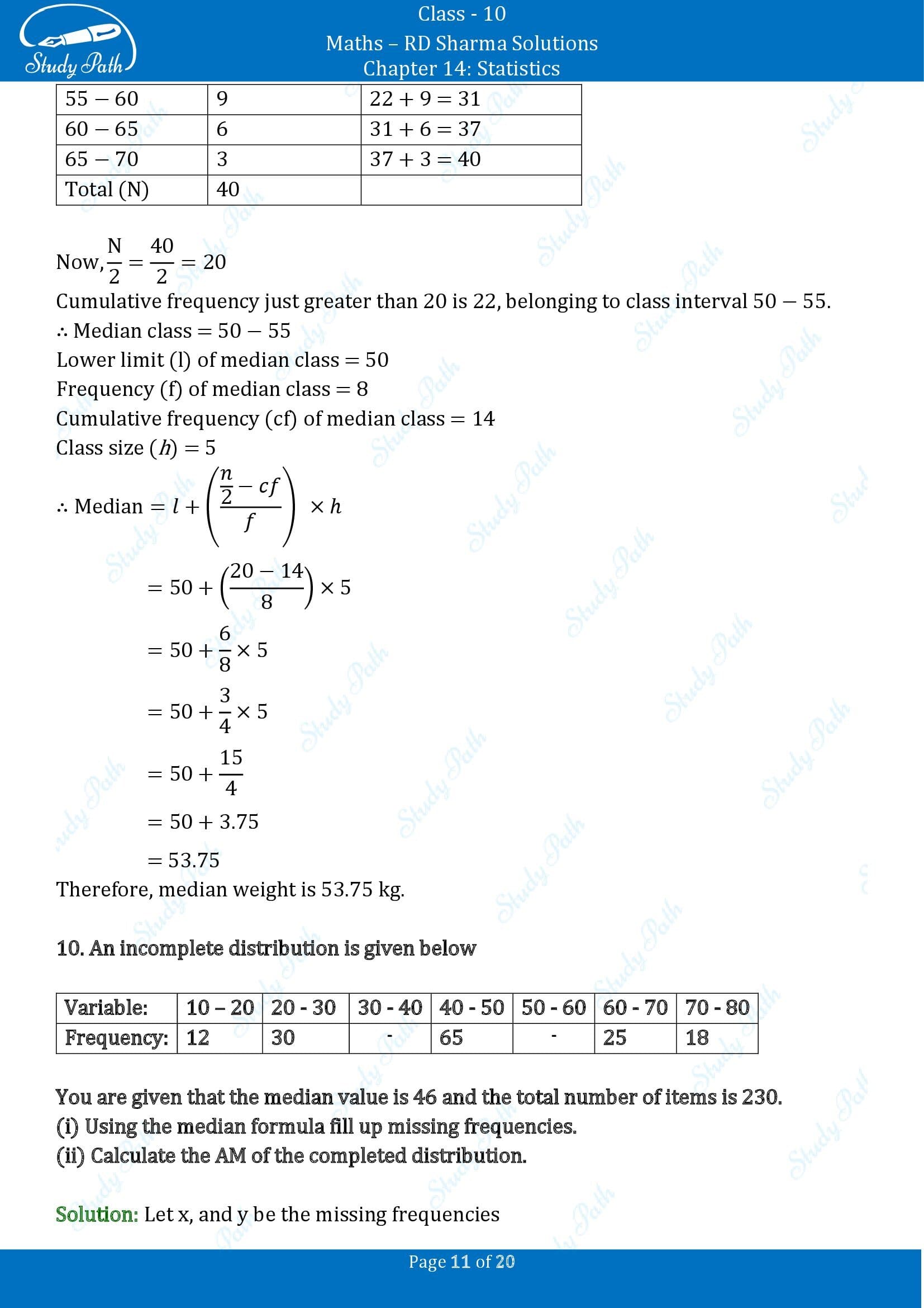 RD Sharma Solutions Class 10 Chapter 14 Statistics Exercise 14.4 00011
