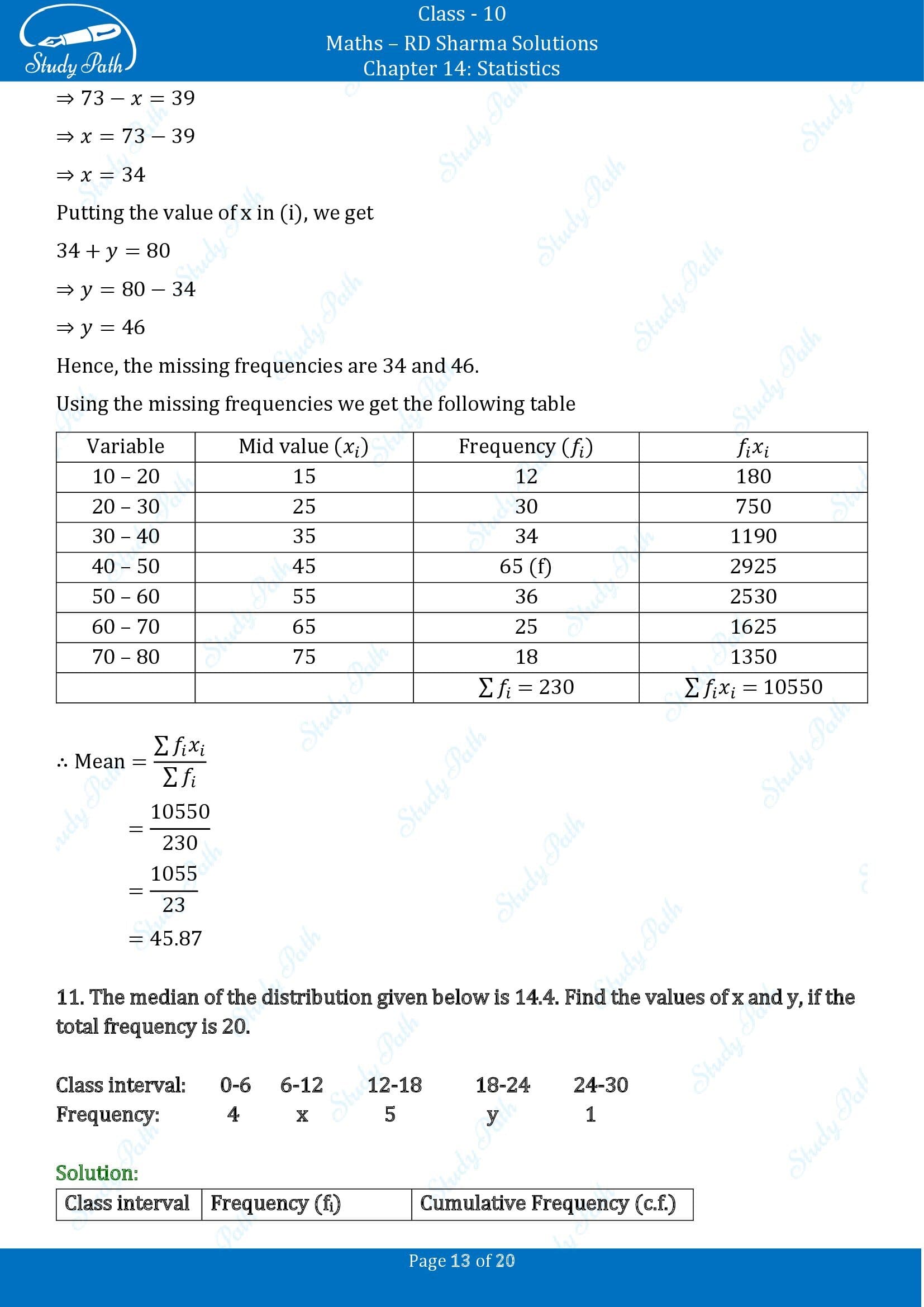 RD Sharma Solutions Class 10 Chapter 14 Statistics Exercise 14.4 00013