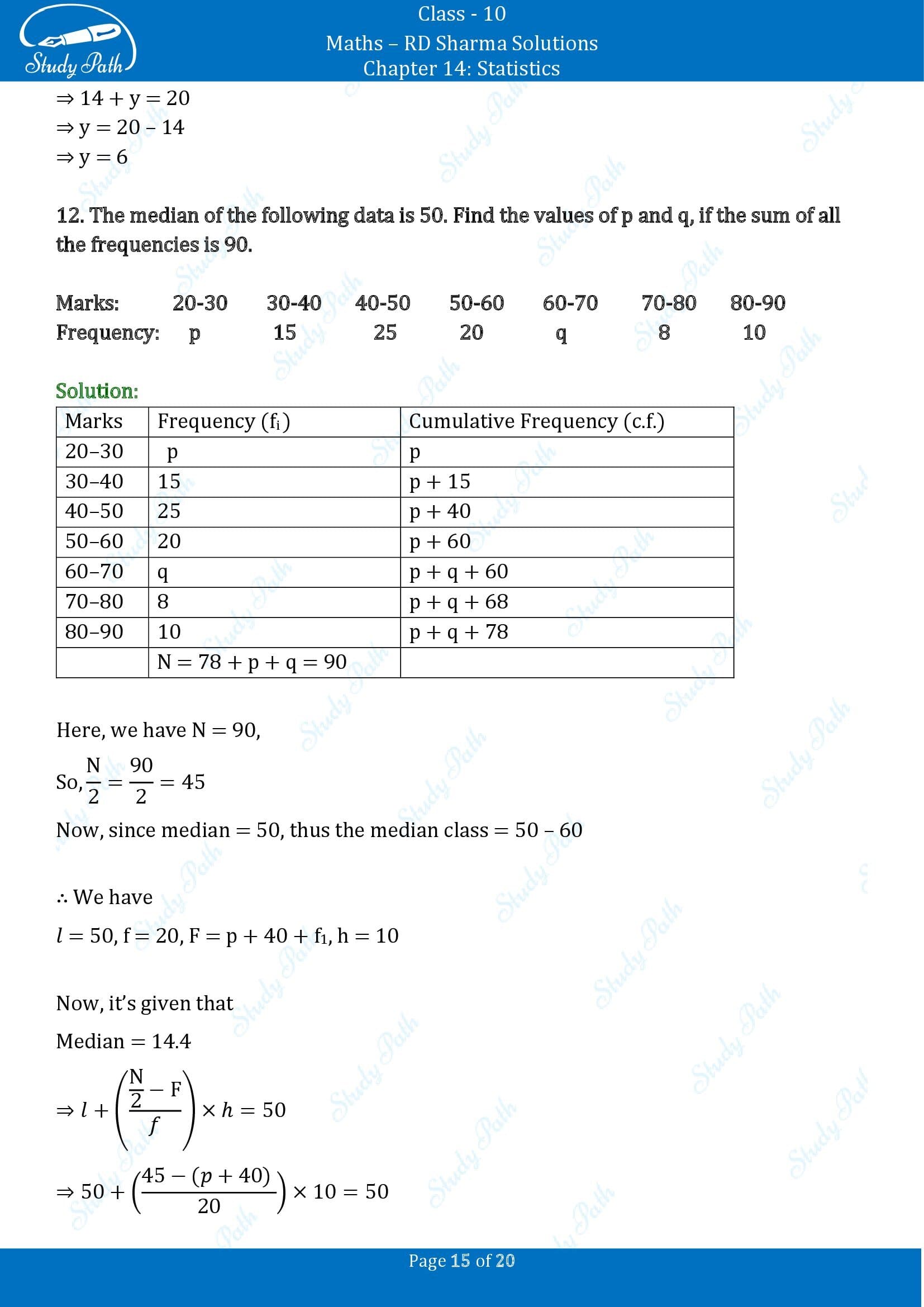 RD Sharma Solutions Class 10 Chapter 14 Statistics Exercise 14.4 00015