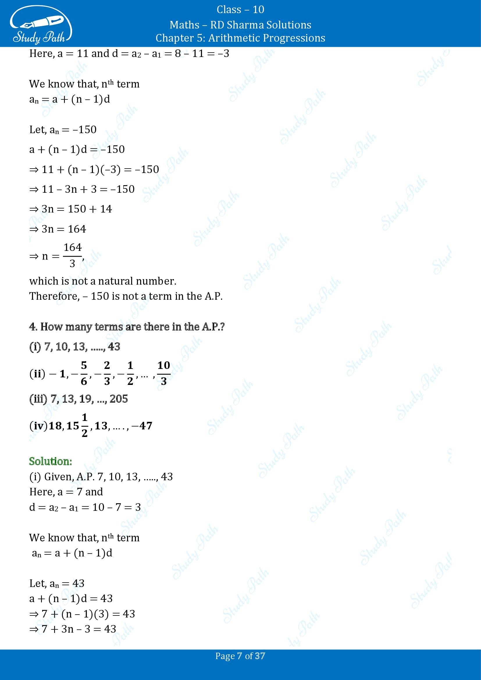 RD Sharma Solutions Class 10 Chapter 5 Arithmetic Progressions Exercise 5.4 00007