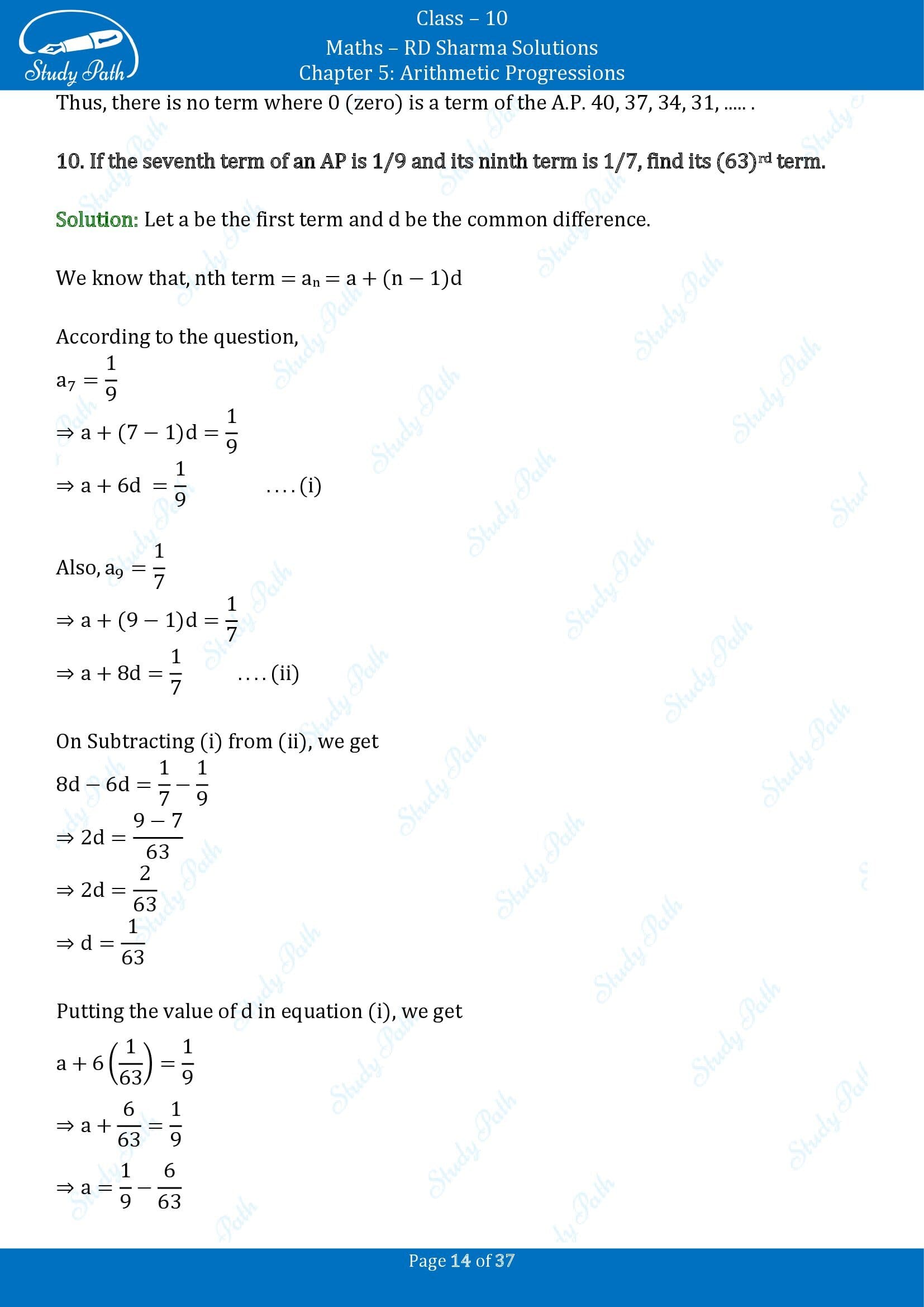 RD Sharma Solutions Class 10 Chapter 5 Arithmetic Progressions Exercise 5.4 00014