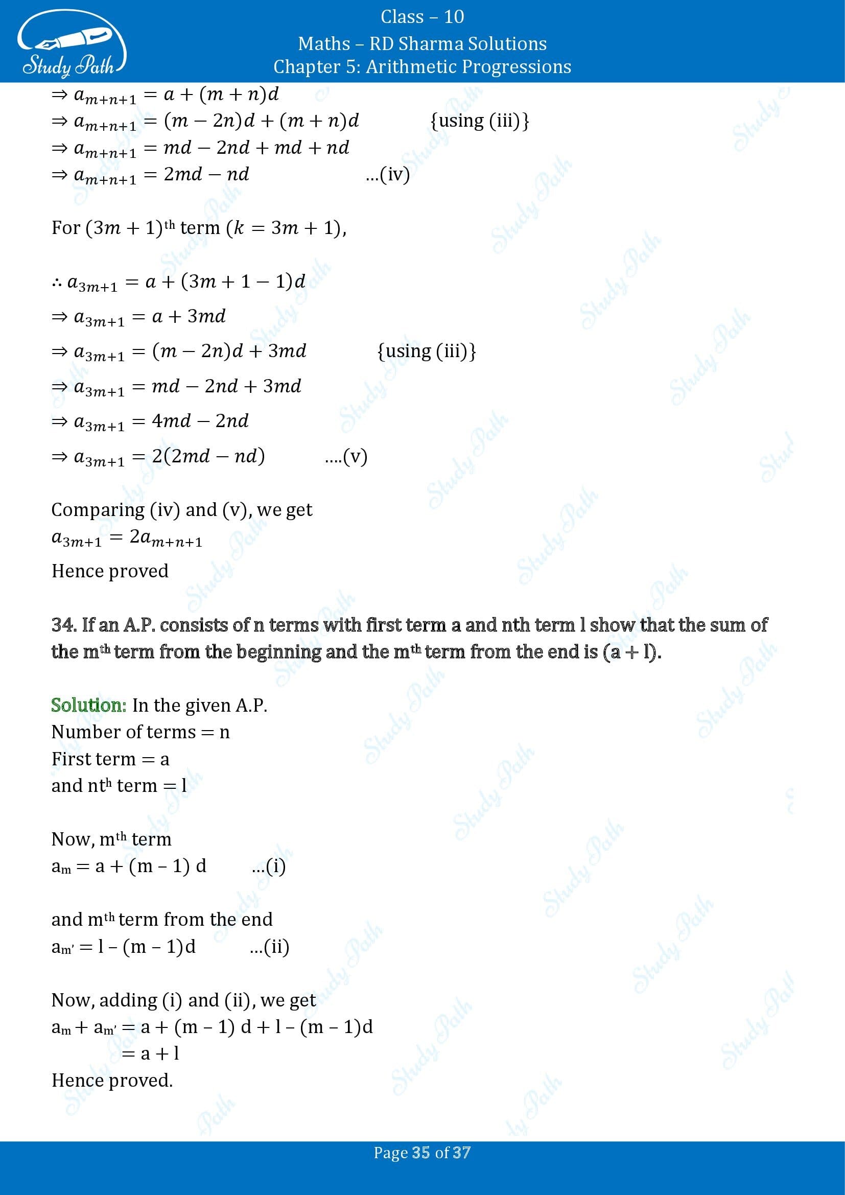 RD Sharma Solutions Class 10 Chapter 5 Arithmetic Progressions Exercise 5.4 00035