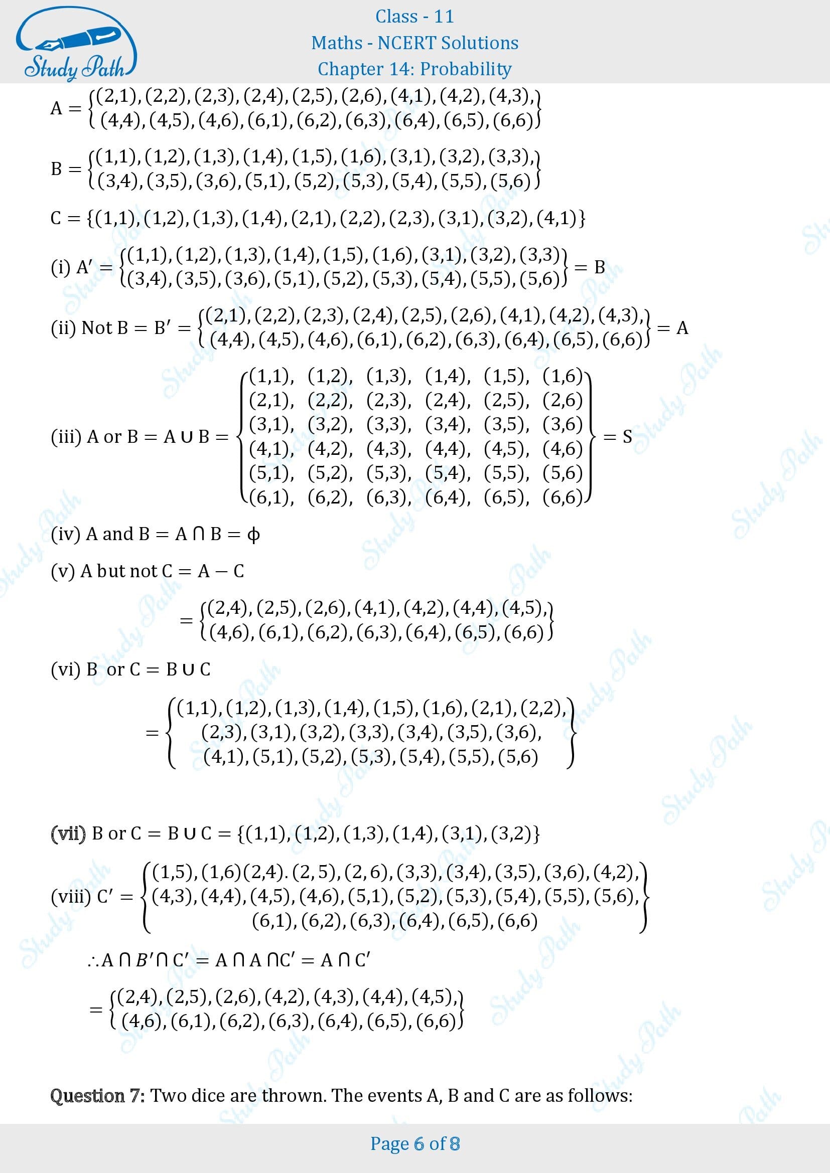 NCERT Solutions for Class 11 Maths Chapter 14 Probability Exercise 14.1 00006