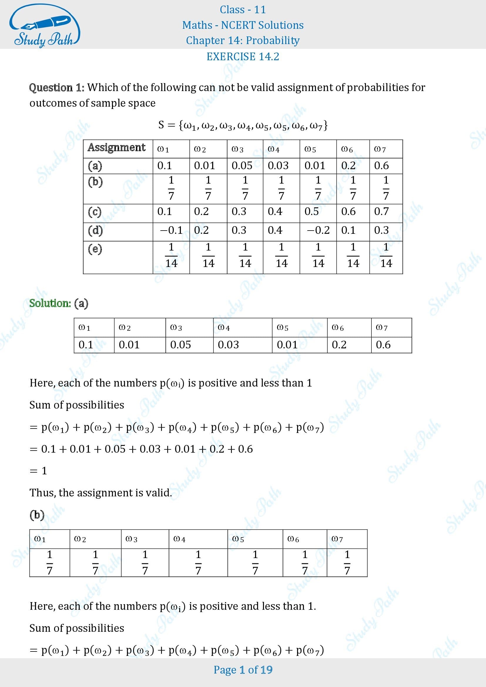 NCERT Solutions for Class 11 Maths Chapter 14 Probability Exercise 14.2 00001