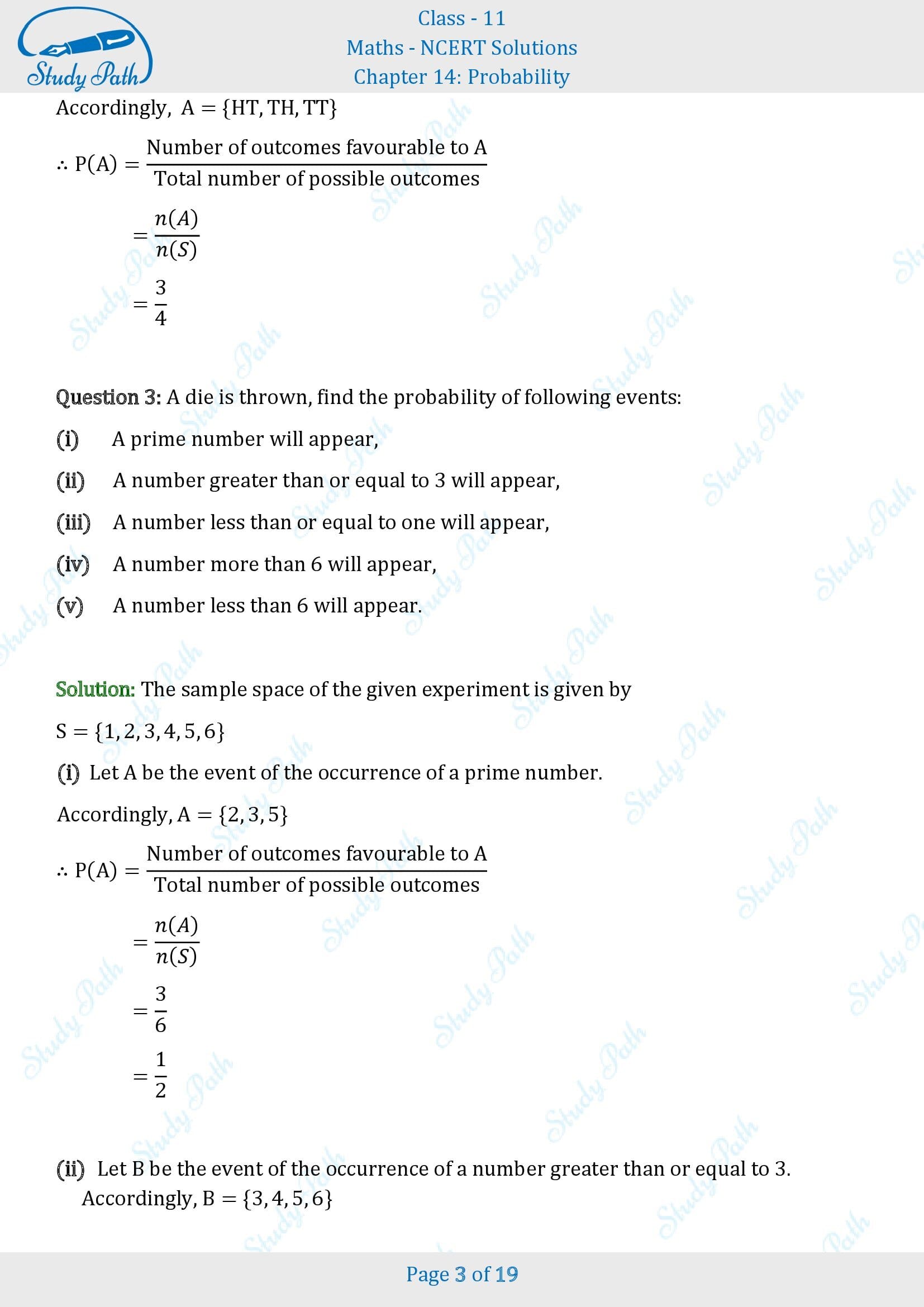NCERT Solutions for Class 11 Maths Chapter 14 Probability Exercise 14.2 00003