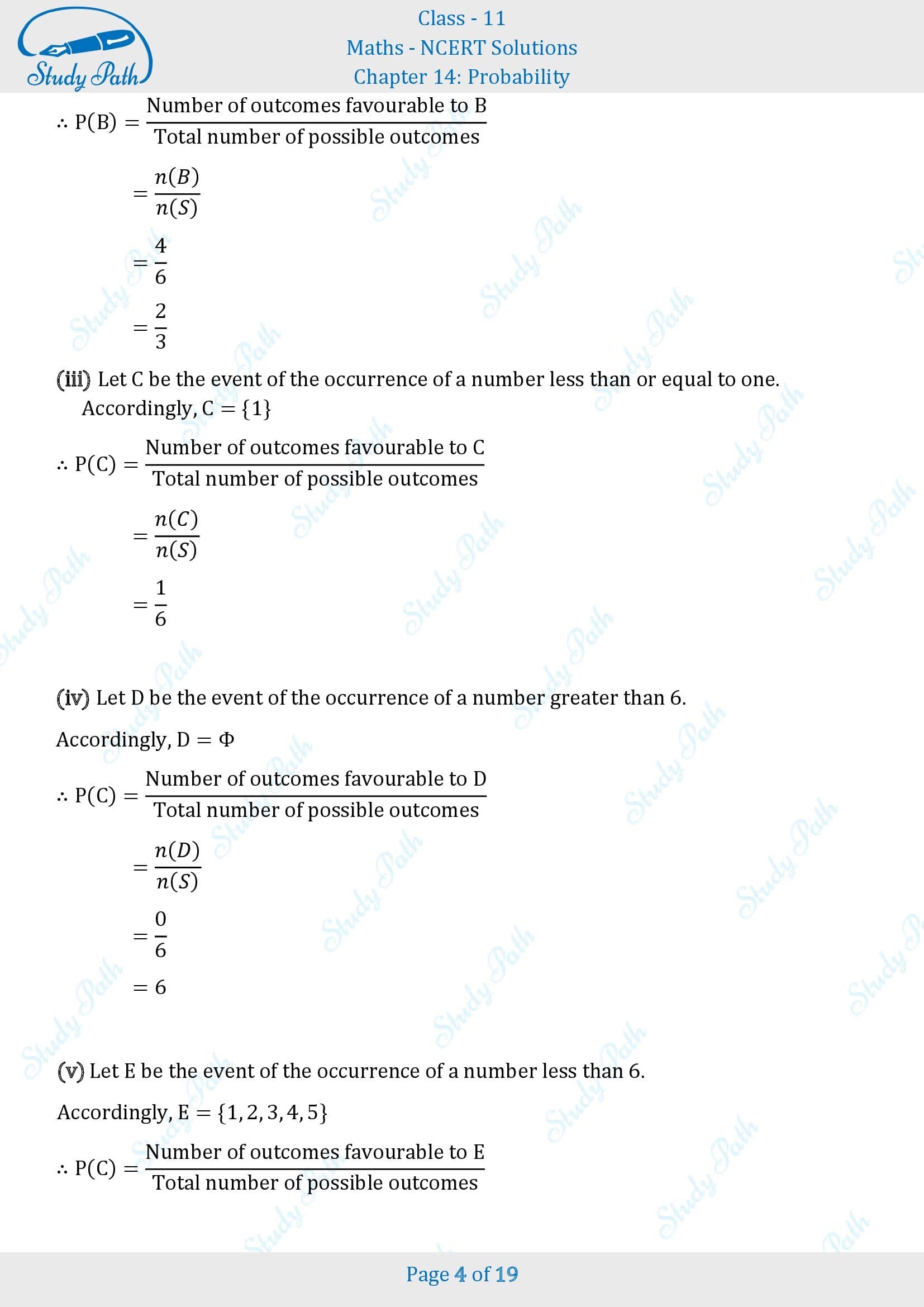 NCERT Solutions for Class 11 Maths Chapter 14 Probability Exercise 14.2 00004