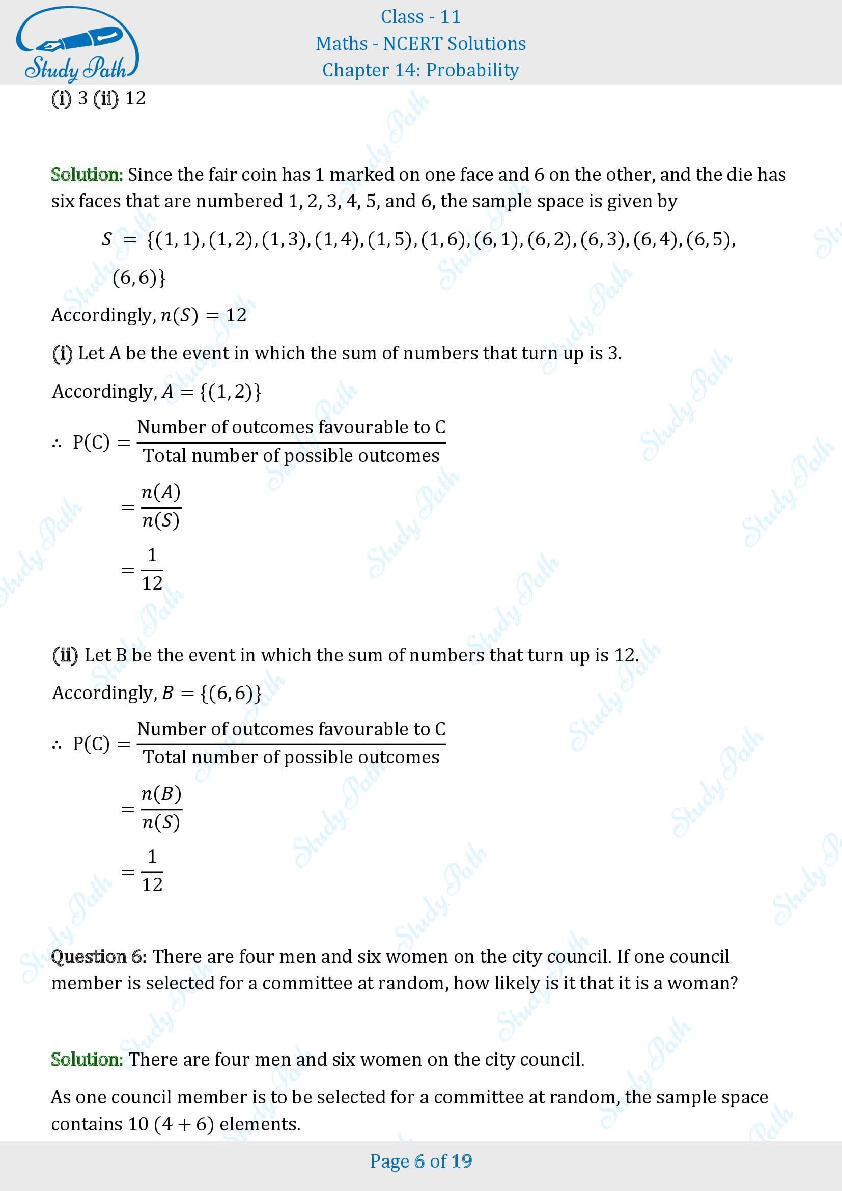 NCERT Solutions for Class 11 Maths Chapter 14 Probability Exercise 14.2 00006