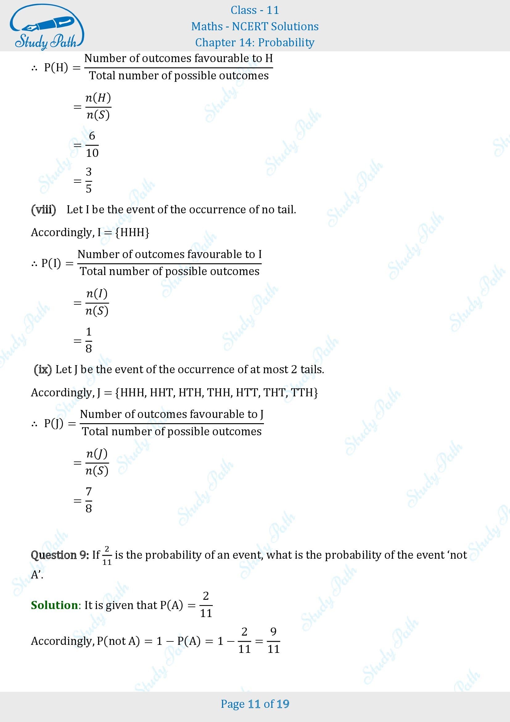 NCERT Solutions for Class 11 Maths Chapter 14 Probability Exercise 14.2 00011