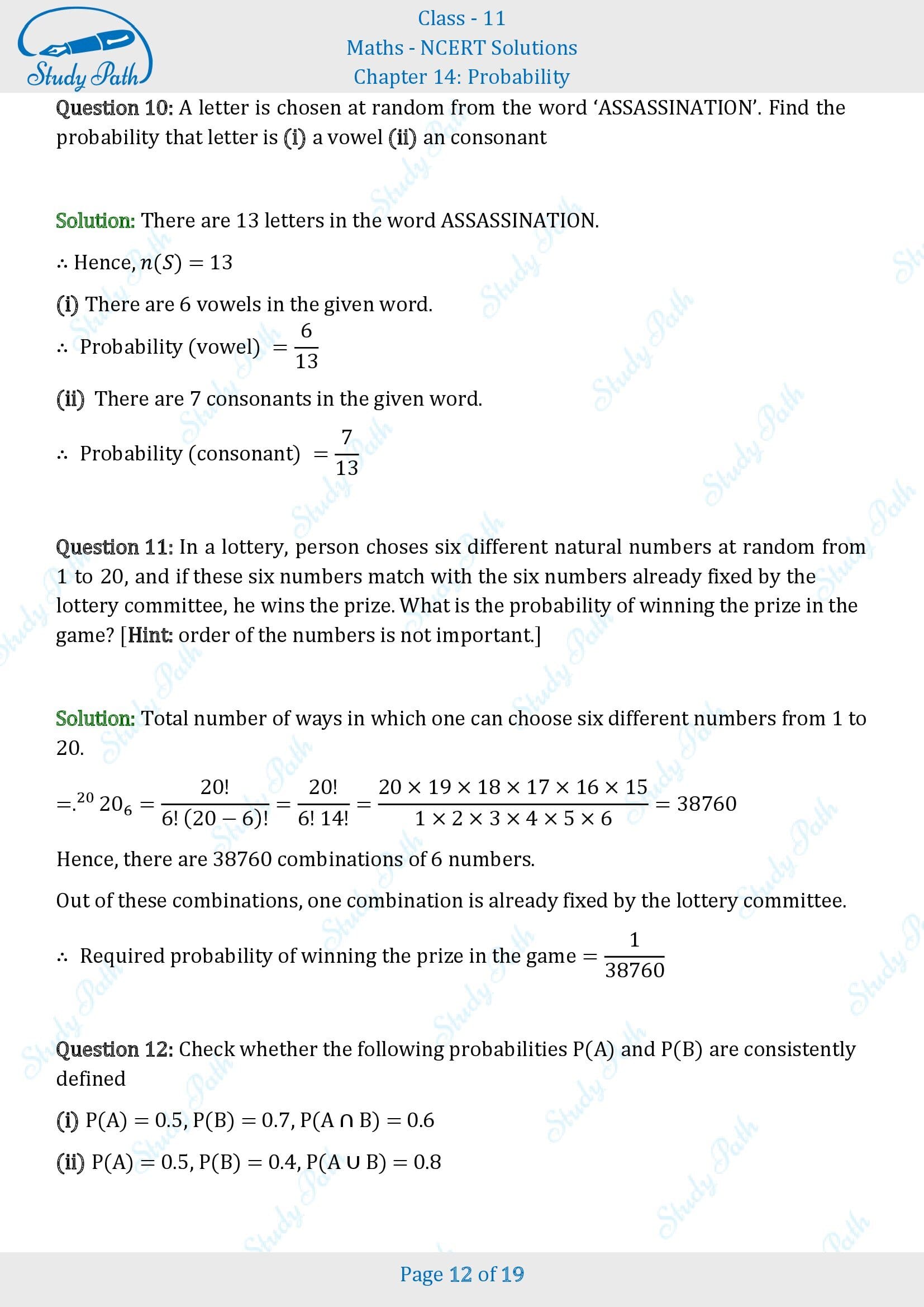 NCERT Solutions for Class 11 Maths Chapter 14 Probability Exercise 14.2 00012