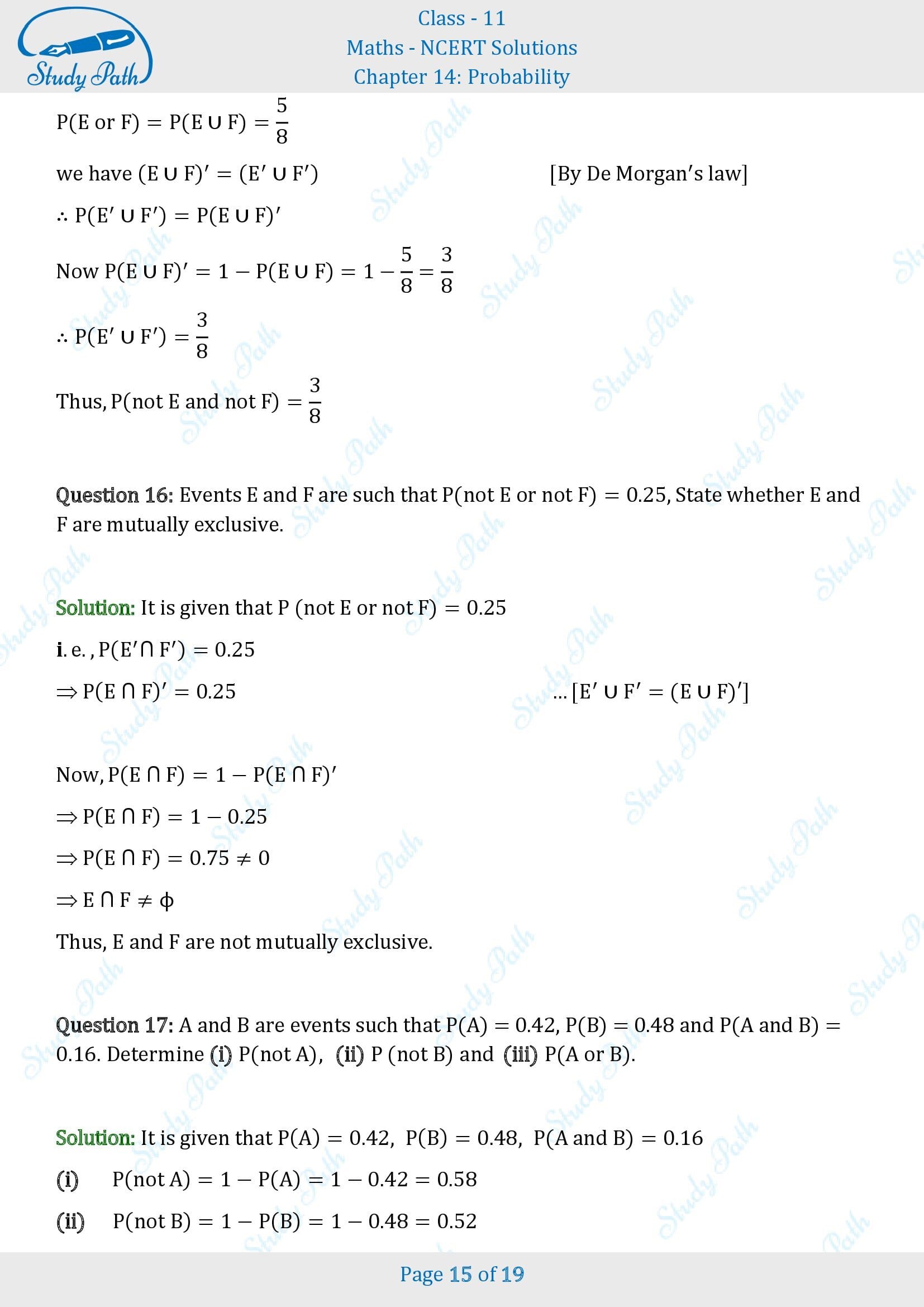 NCERT Solutions for Class 11 Maths Chapter 14 Probability Exercise 14.2 00015