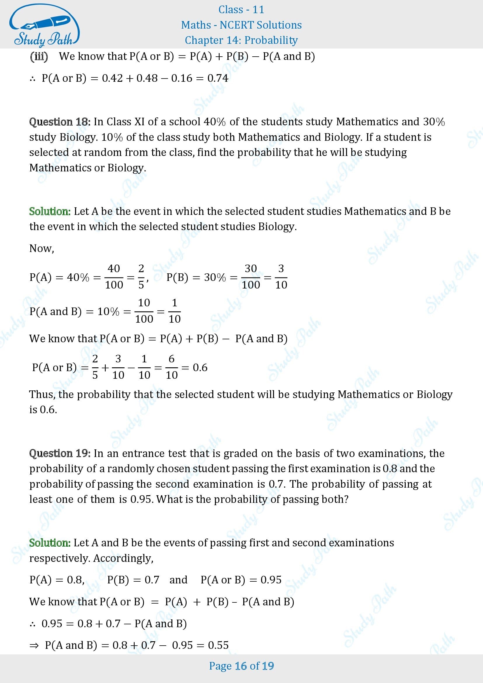 NCERT Solutions for Class 11 Maths Chapter 14 Probability Exercise 14.2 00016