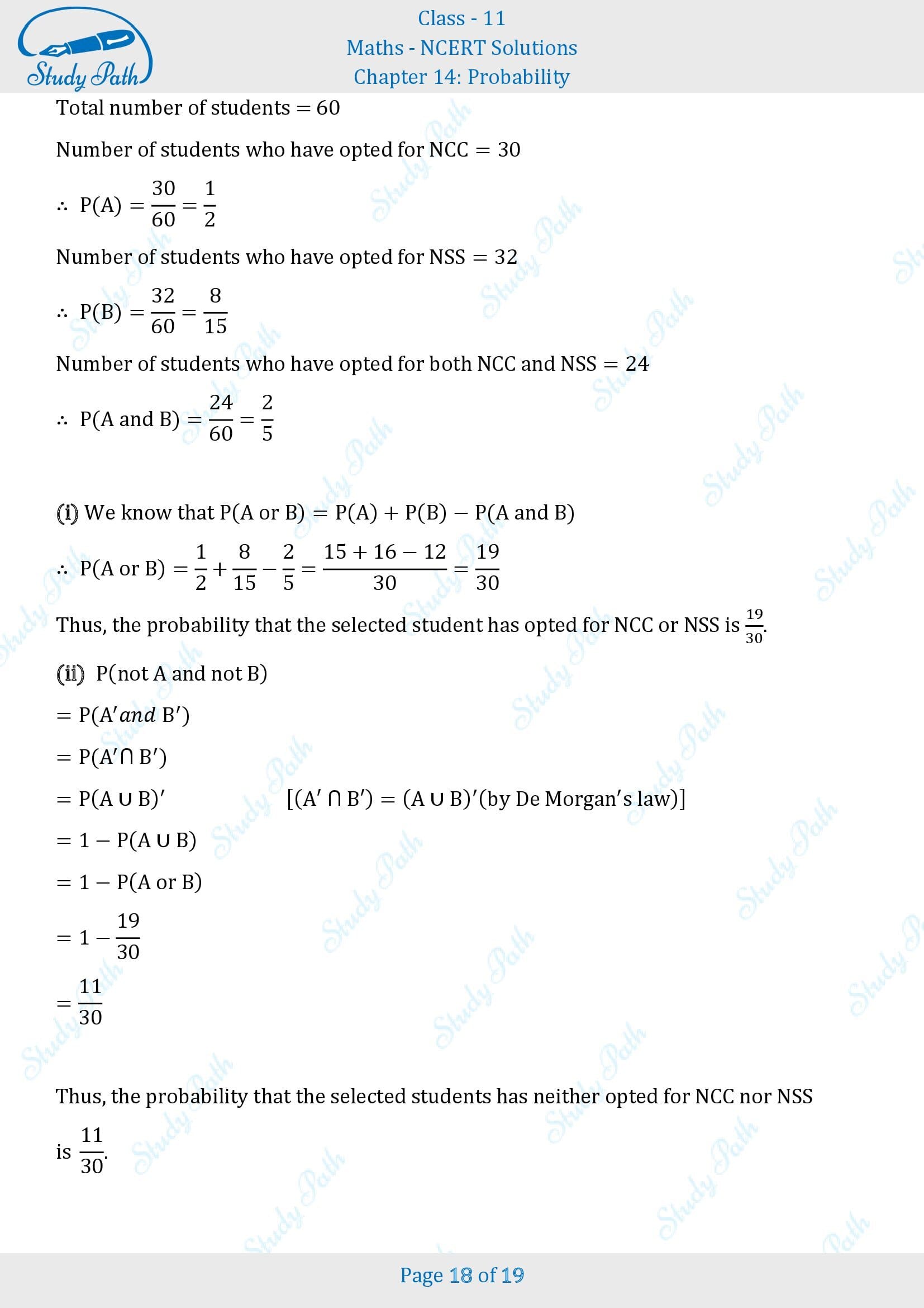 NCERT Solutions for Class 11 Maths Chapter 14 Probability Exercise 14.2 00018