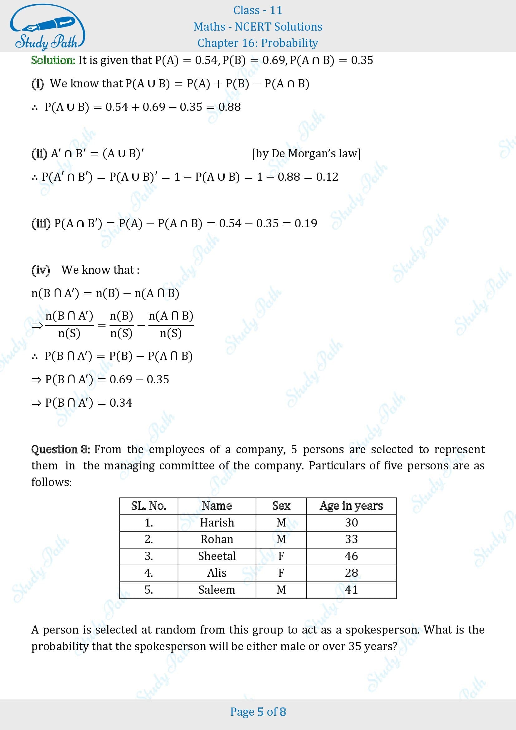 NCERT Solutions for Class 11 Maths Chapter 14 Probability Miscellaneous 14 00005