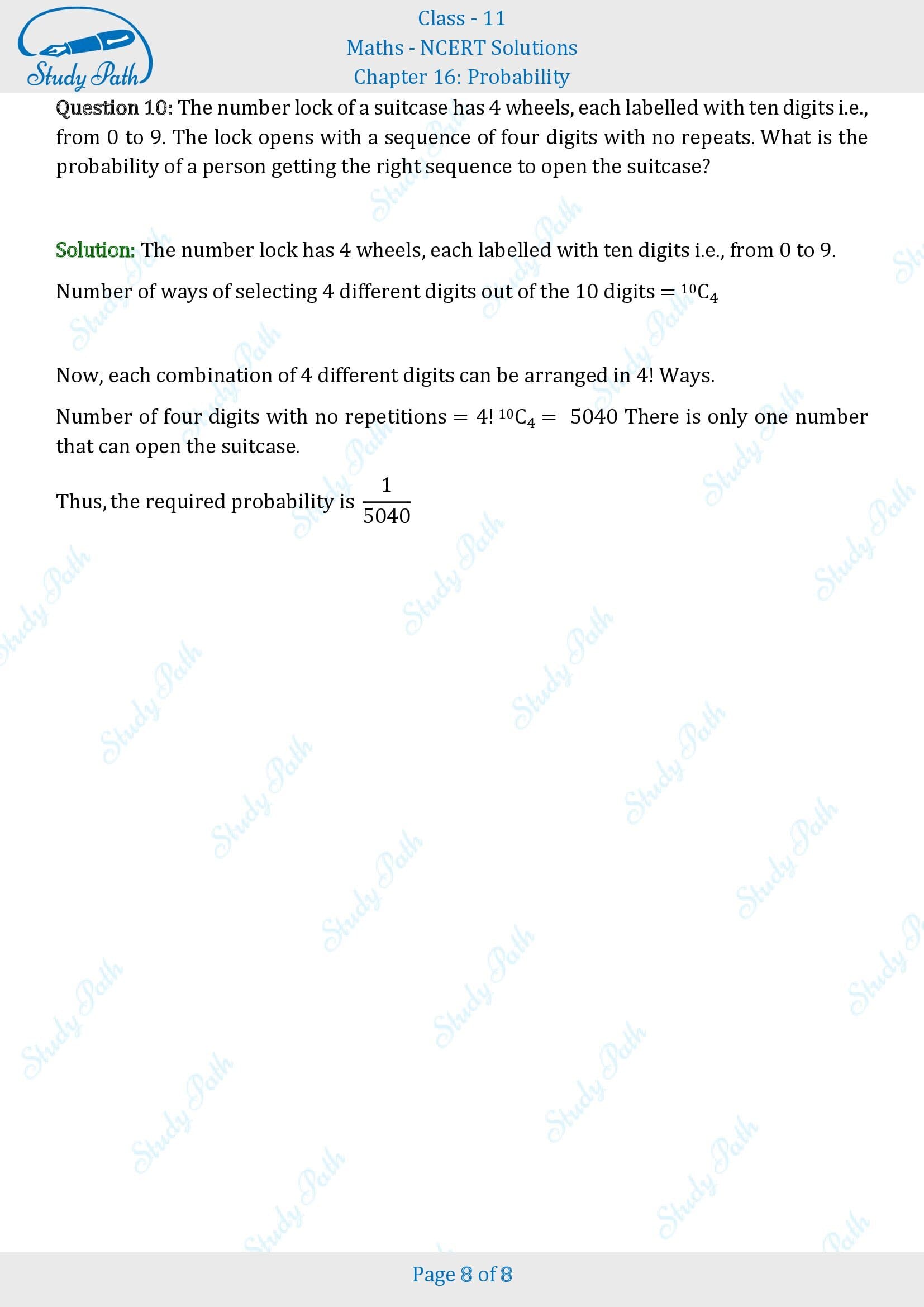 NCERT Solutions for Class 11 Maths Chapter 14 Probability Miscellaneous 14 00008