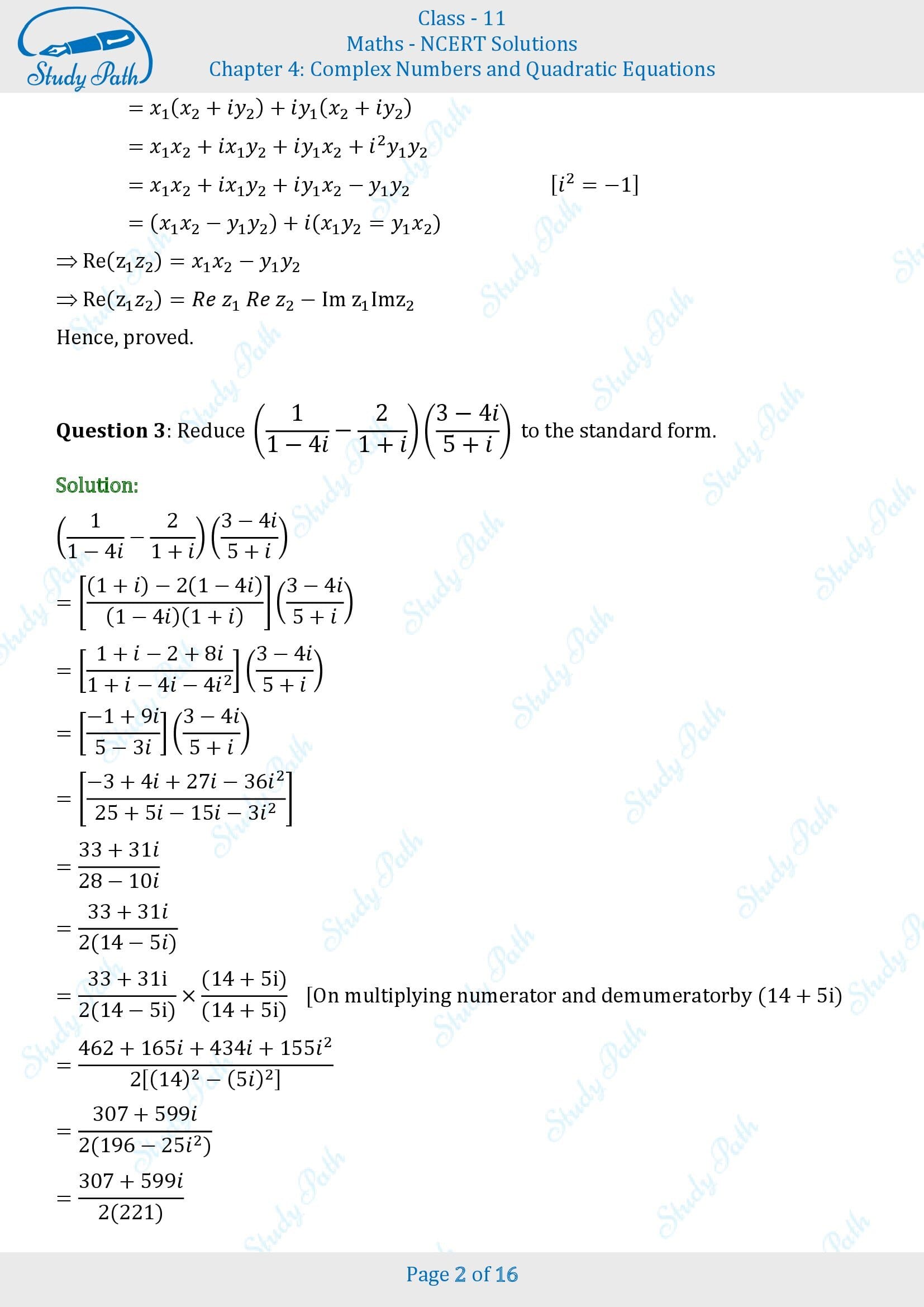 NCERT Solutions for Class 11 Maths Chapter 4 Complex Numbers and Quadratic Equations Miscellaneous 4 00002