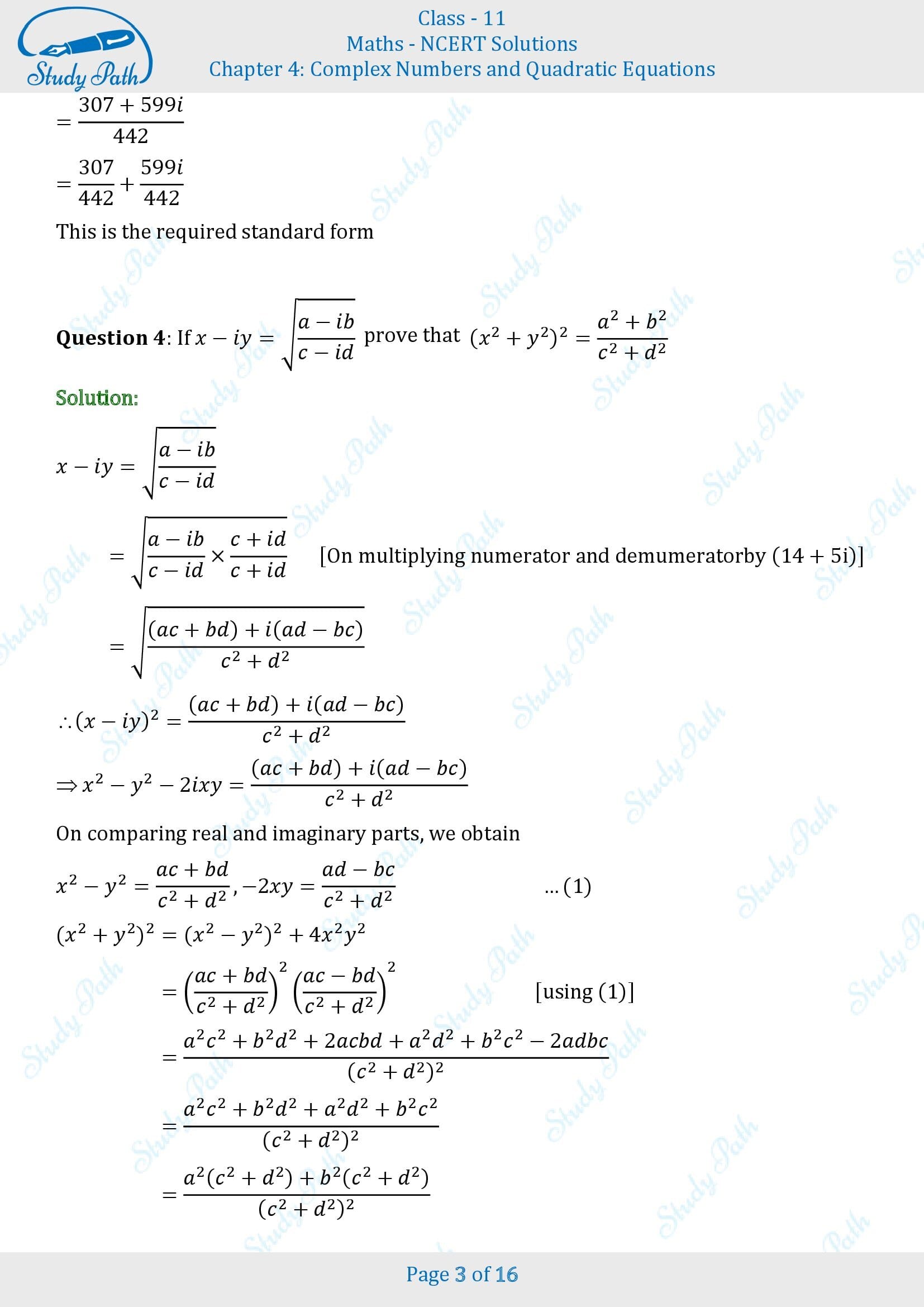NCERT Solutions for Class 11 Maths Chapter 4 Complex Numbers and Quadratic Equations Miscellaneous 4 00003