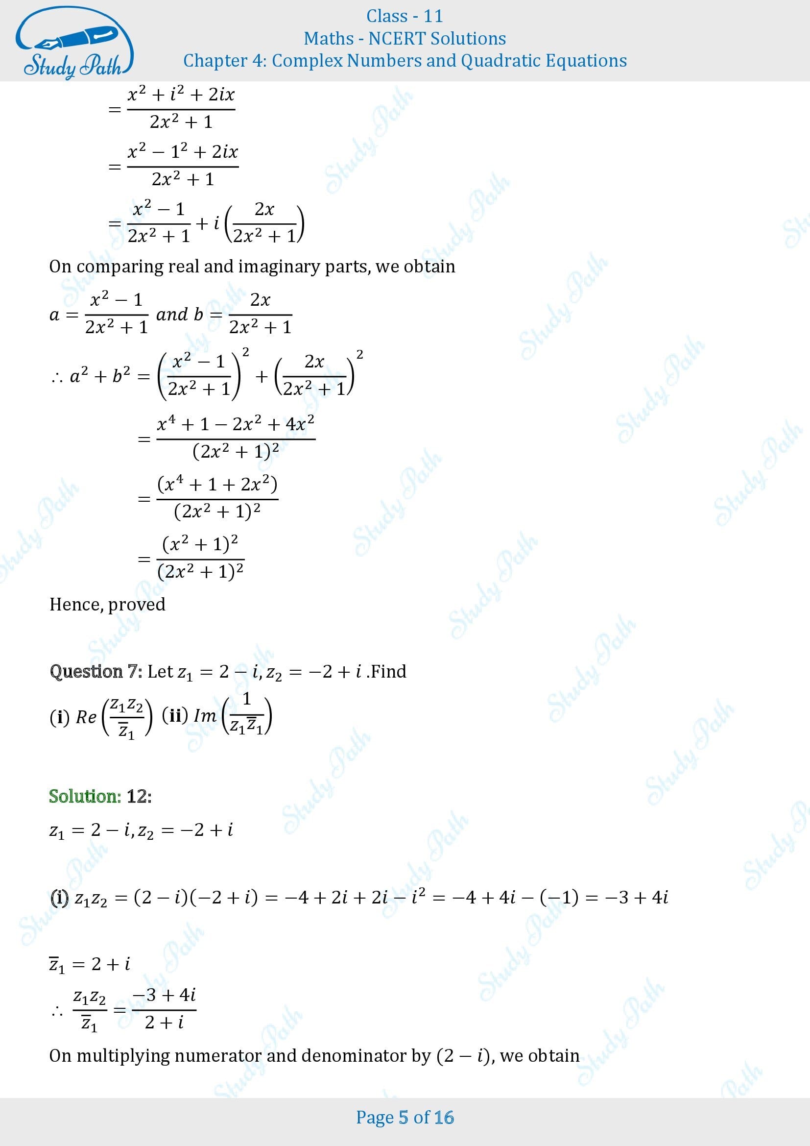 NCERT Solutions for Class 11 Maths Chapter 4 Complex Numbers and Quadratic Equations Miscellaneous 4 00005