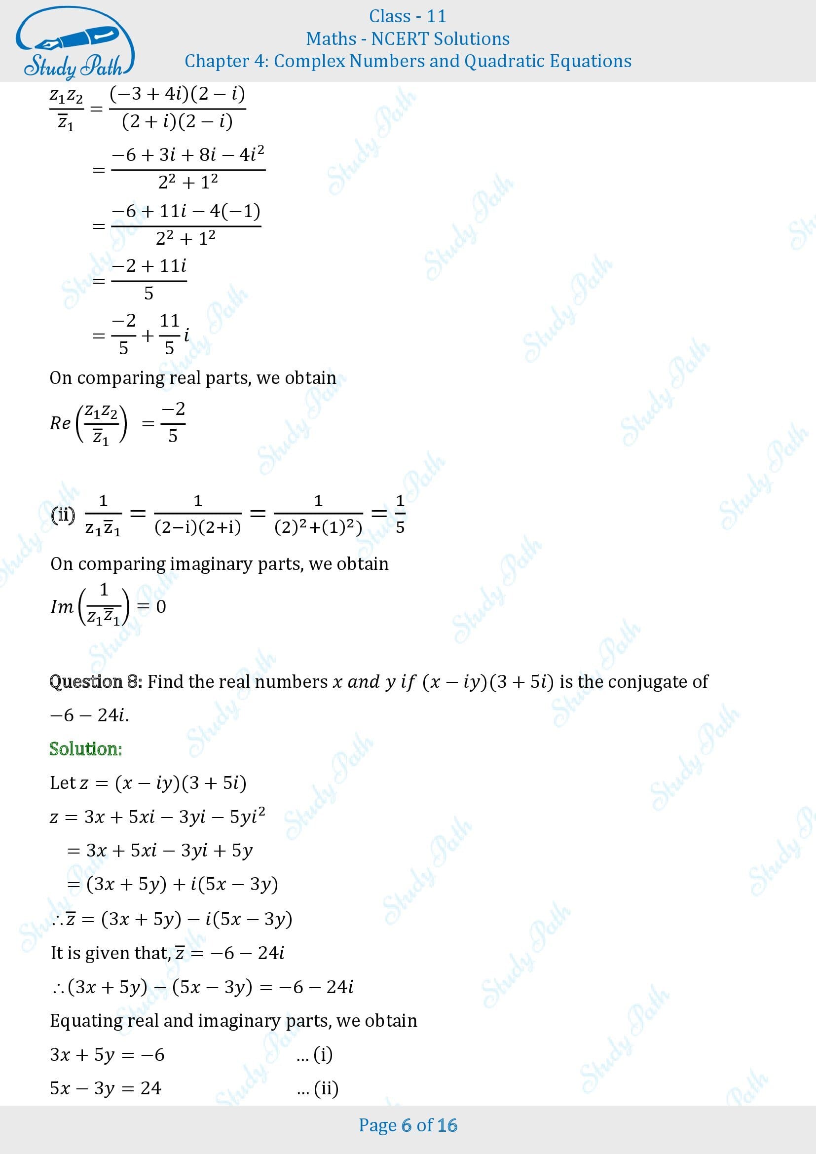 NCERT Solutions for Class 11 Maths Chapter 4 Complex Numbers and Quadratic Equations Miscellaneous 4 00006