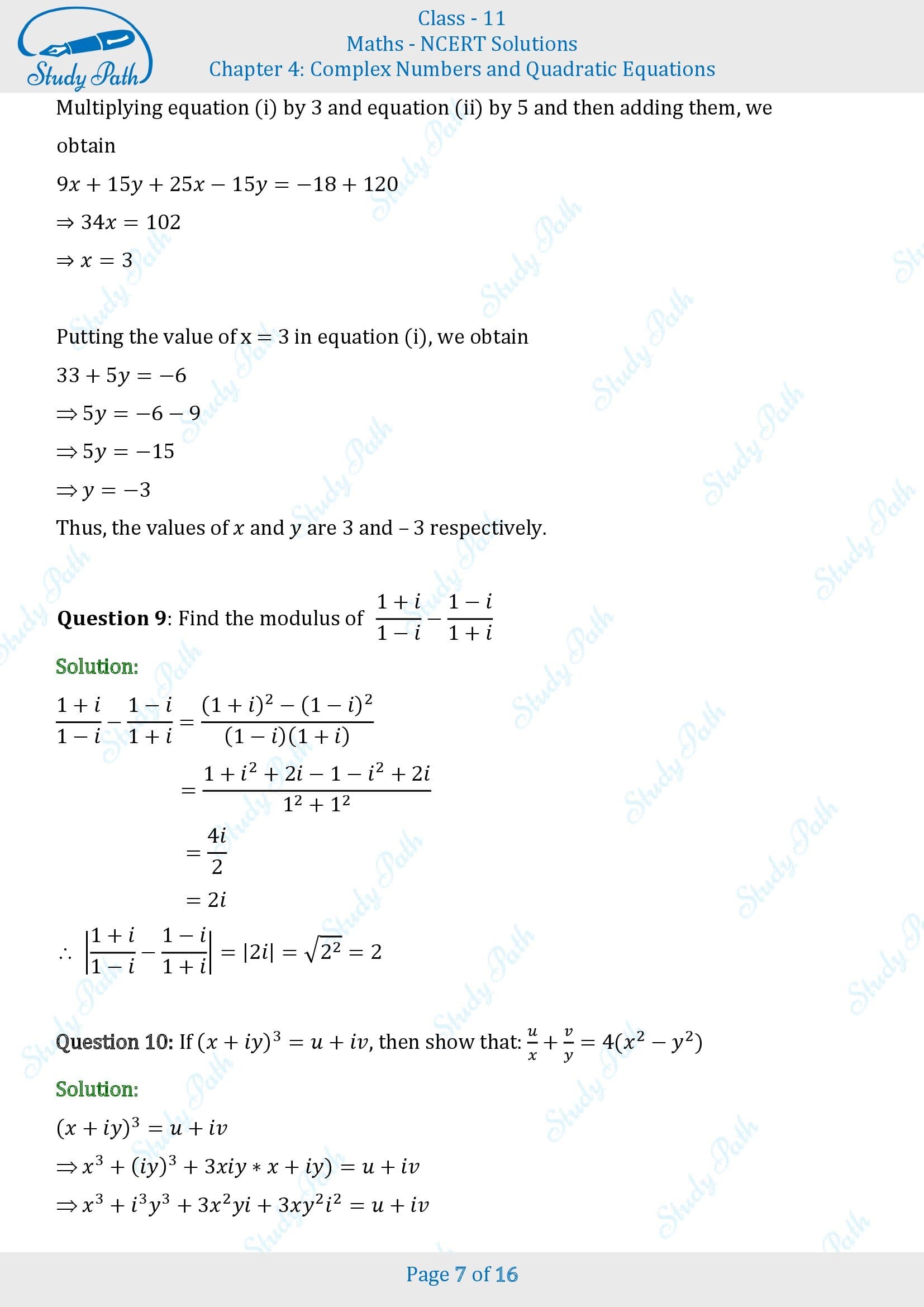 NCERT Solutions for Class 11 Maths Chapter 4 Complex Numbers and Quadratic Equations Miscellaneous 4 00007