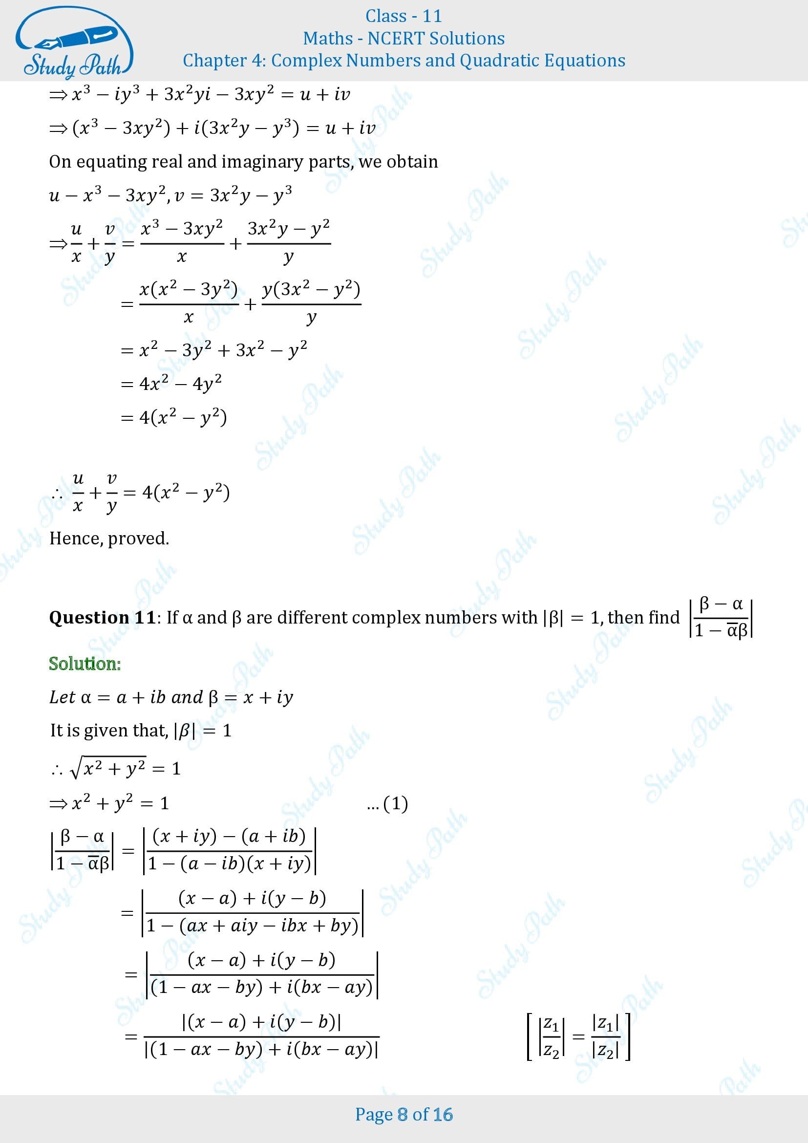 NCERT Solutions for Class 11 Maths Chapter 4 Complex Numbers and Quadratic Equations Miscellaneous 4 00008