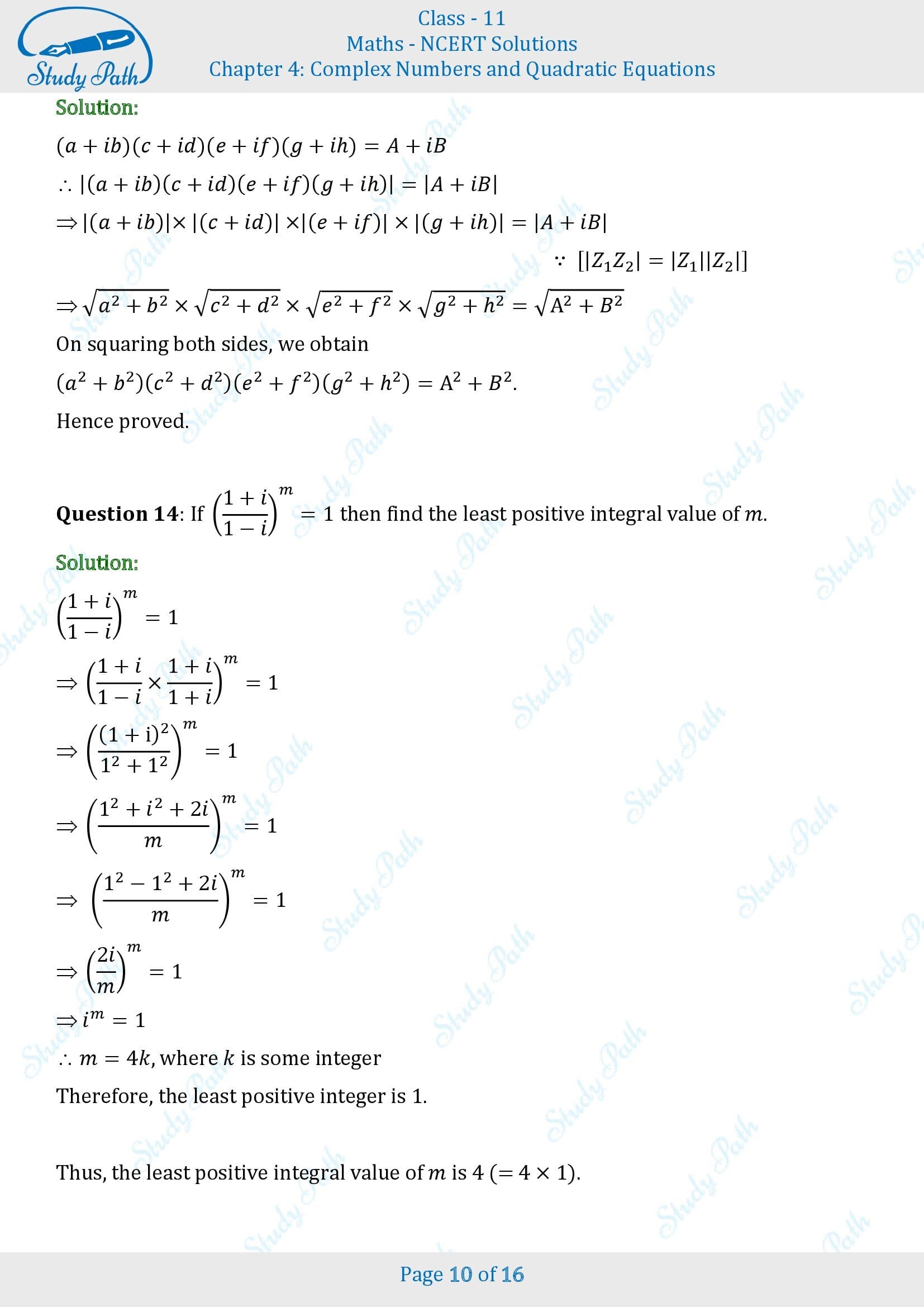 NCERT Solutions for Class 11 Maths Chapter 4 Complex Numbers and Quadratic Equations Miscellaneous 4 00010