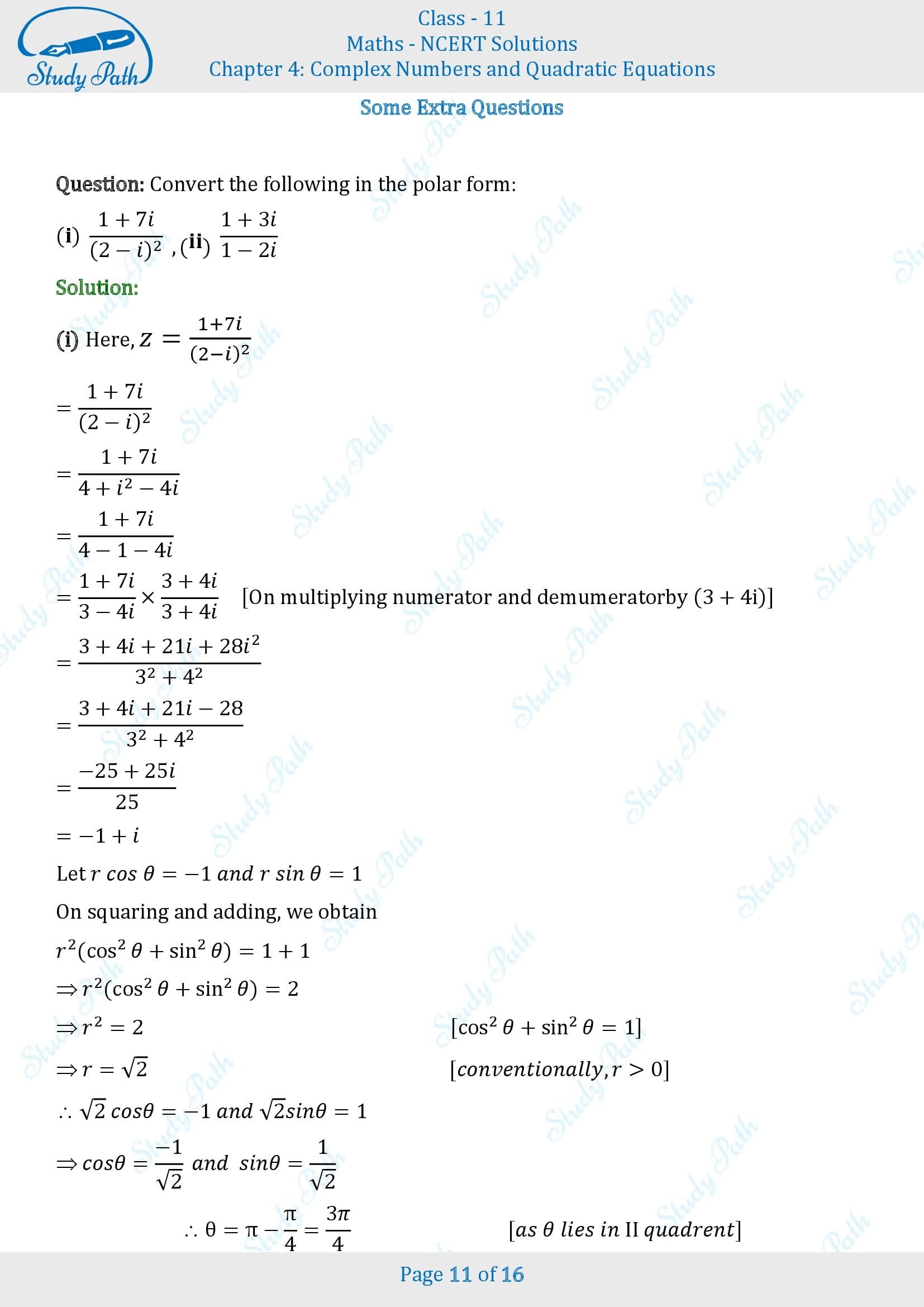 NCERT Solutions for Class 11 Maths Chapter 4 Complex Numbers and Quadratic Equations Miscellaneous 4 00011