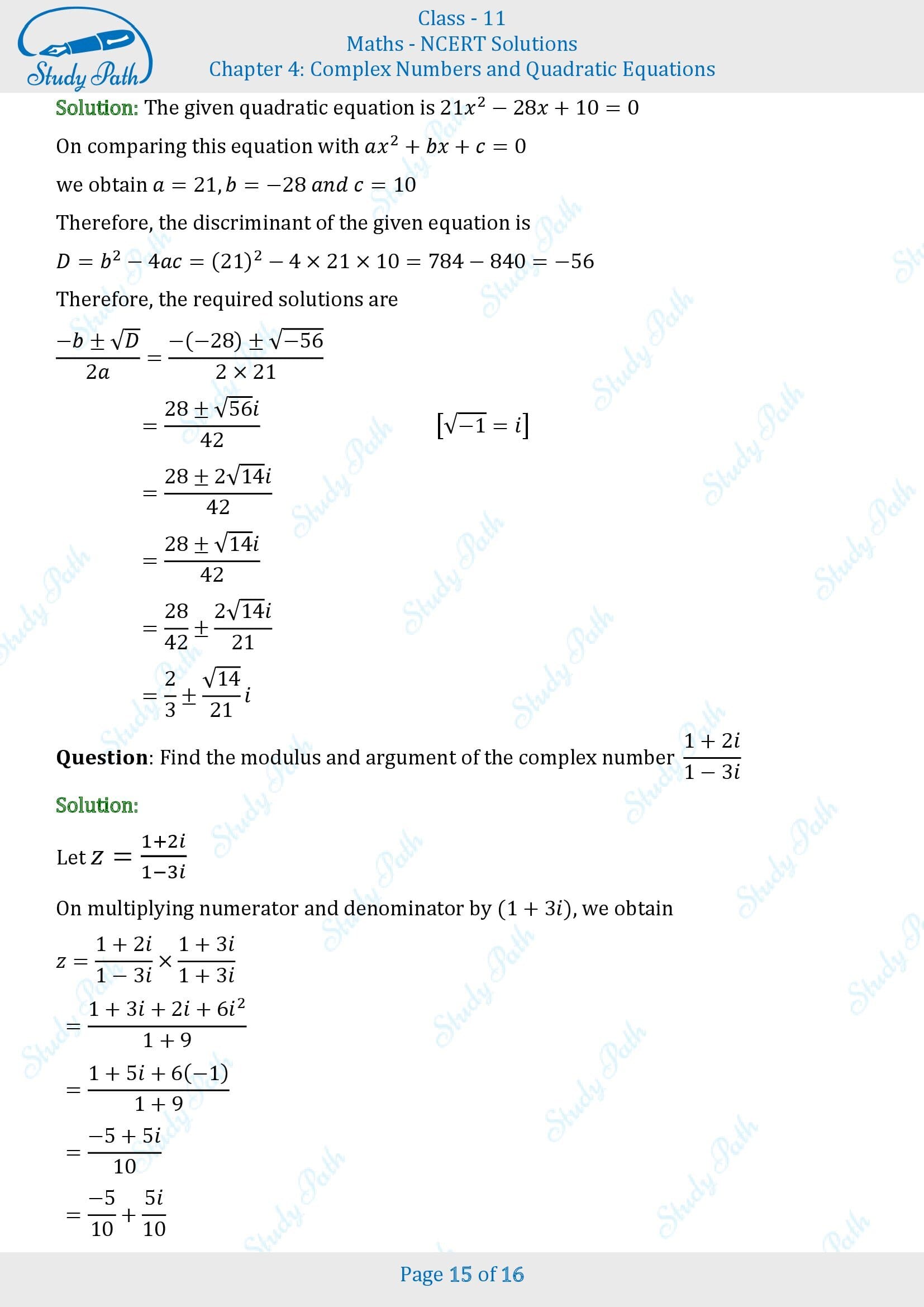 NCERT Solutions for Class 11 Maths Chapter 4 Complex Numbers and Quadratic Equations Miscellaneous 4 00015
