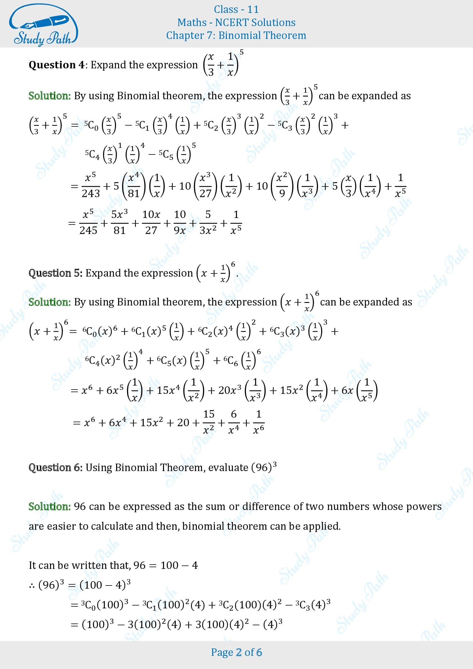 NCERT Solutions for Class 11 Maths Chapter 7 Binomial Theorem Exercise 7.1 00002