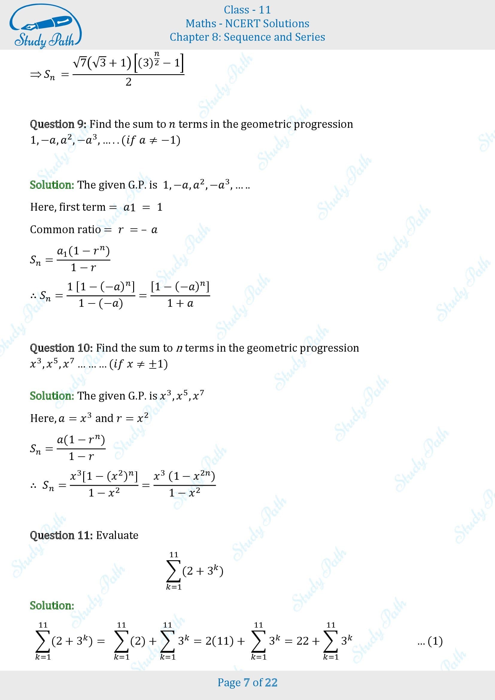 Ncert solutions for class 11 maths chapter 8 exercise 8 2 sequence and