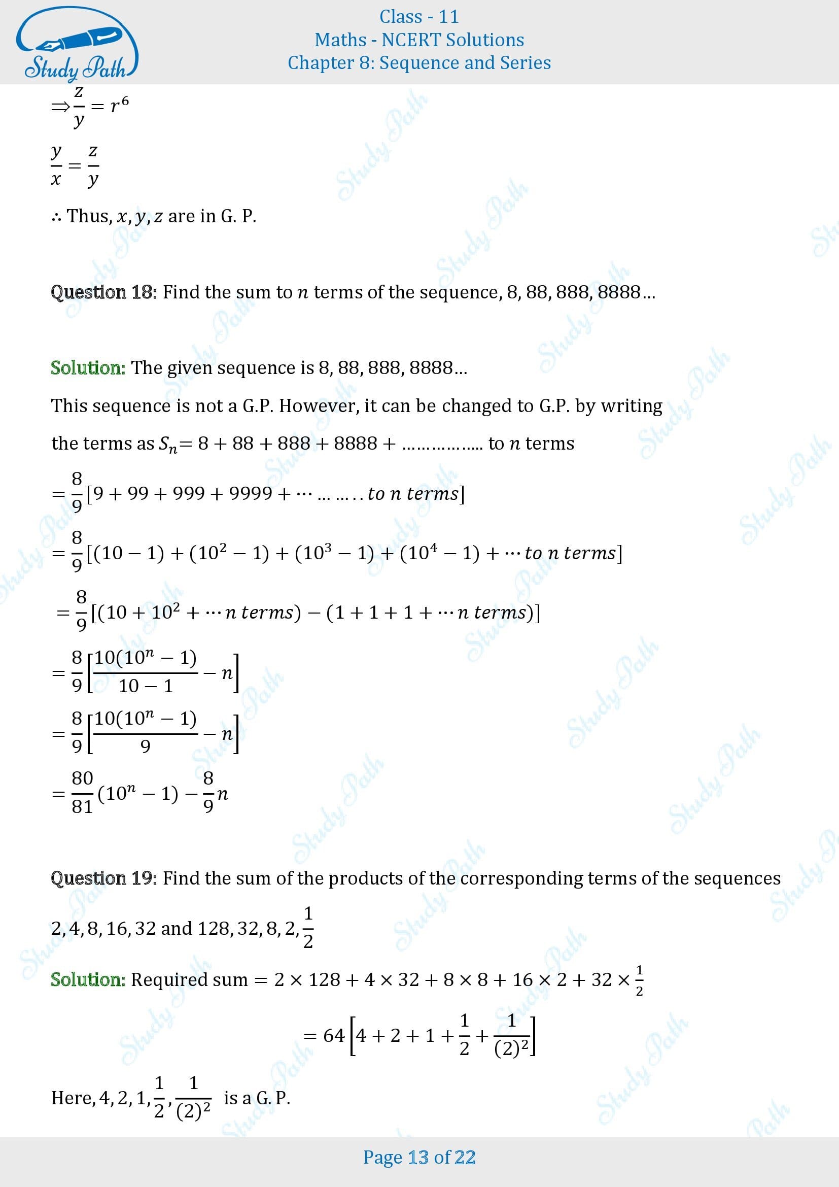 Ncert solutions for class 11 maths chapter 8 exercise 8 2 sequence and