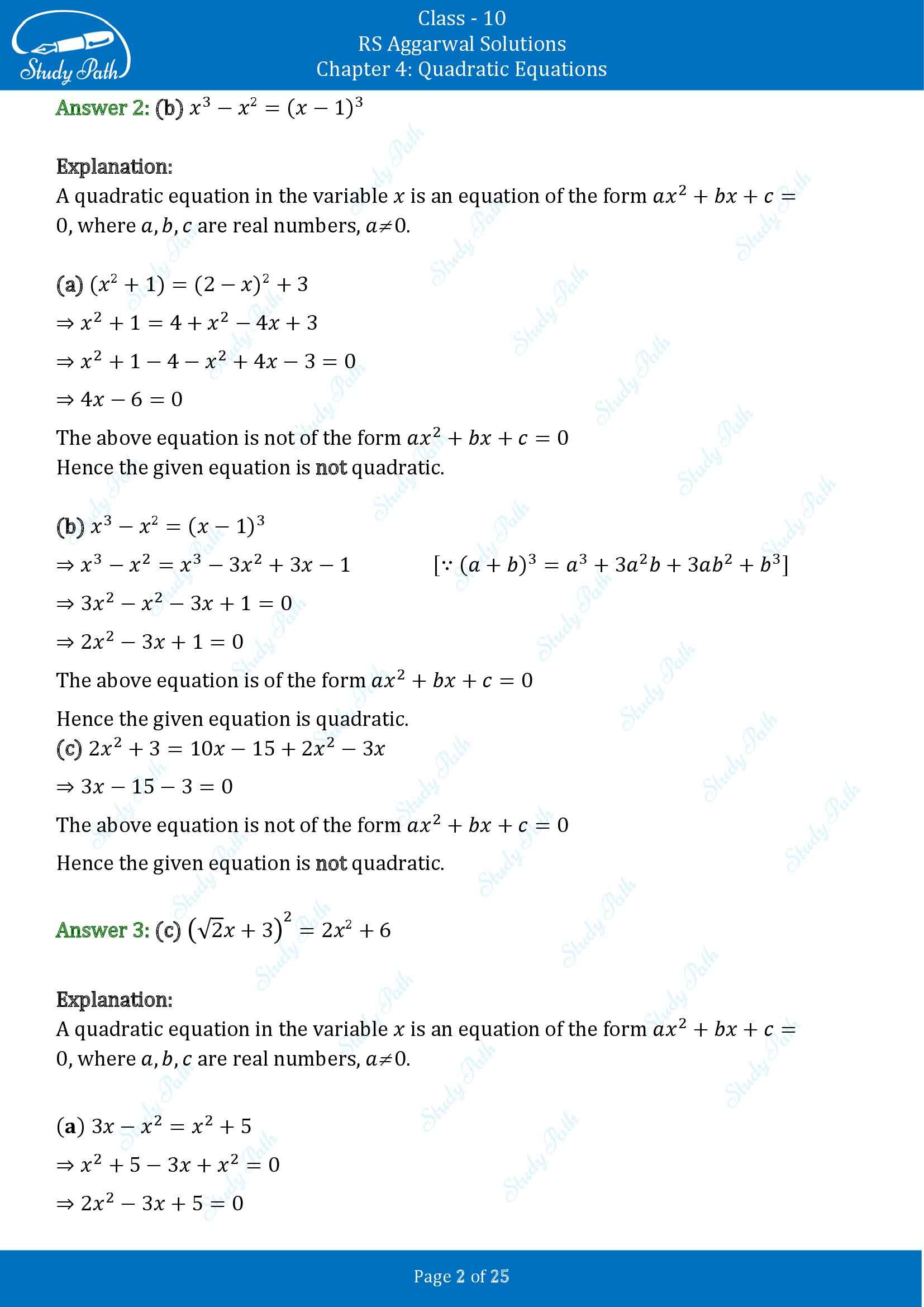 RS Aggarwal Solutions for Class 10 Chapter 4 Quadratic Equations Test Yourself 4 00002