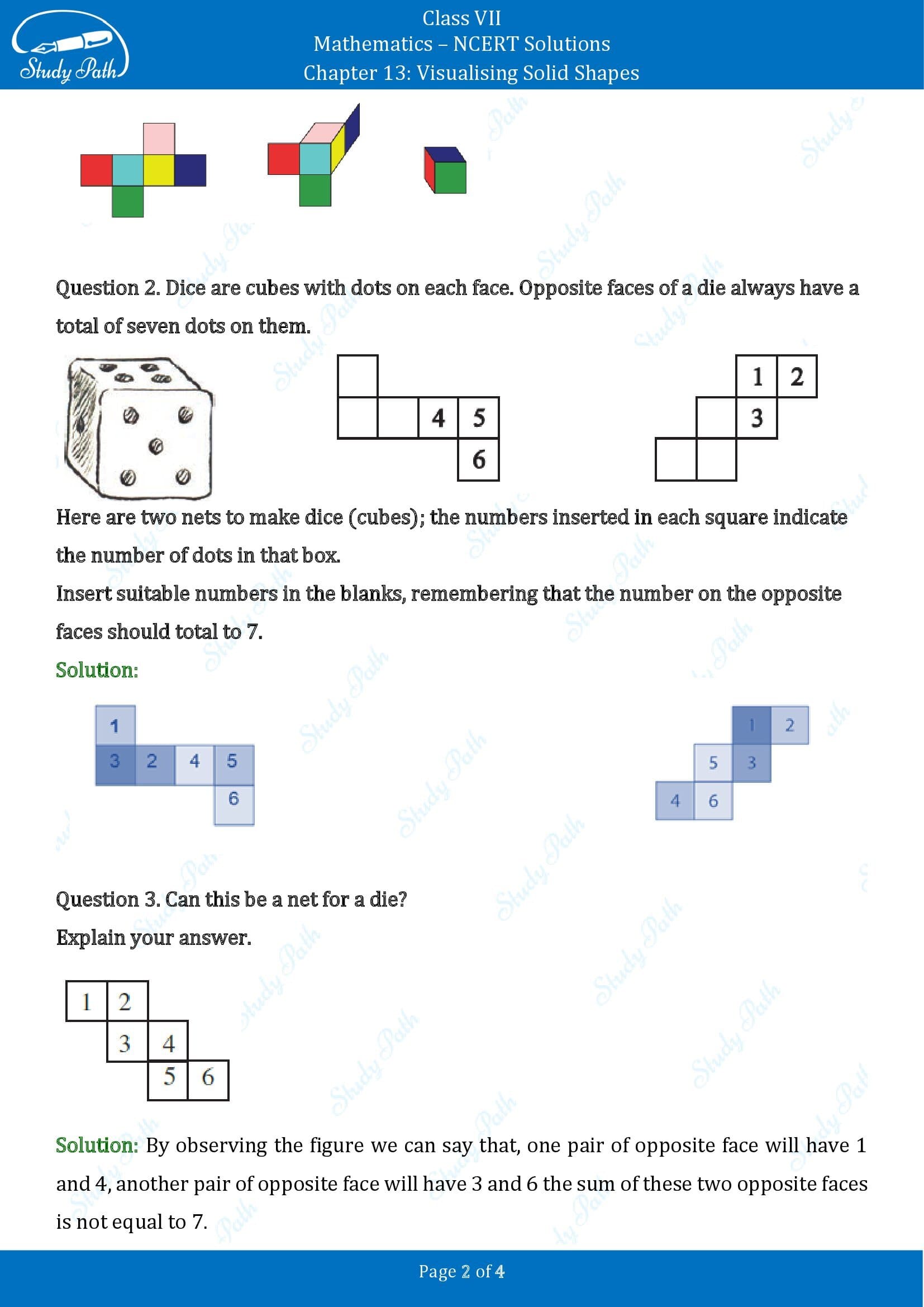 NCERT Solutions for Class 7 Maths Chapter 13 Visualising Solid Shapes Exericse 13.1 00002