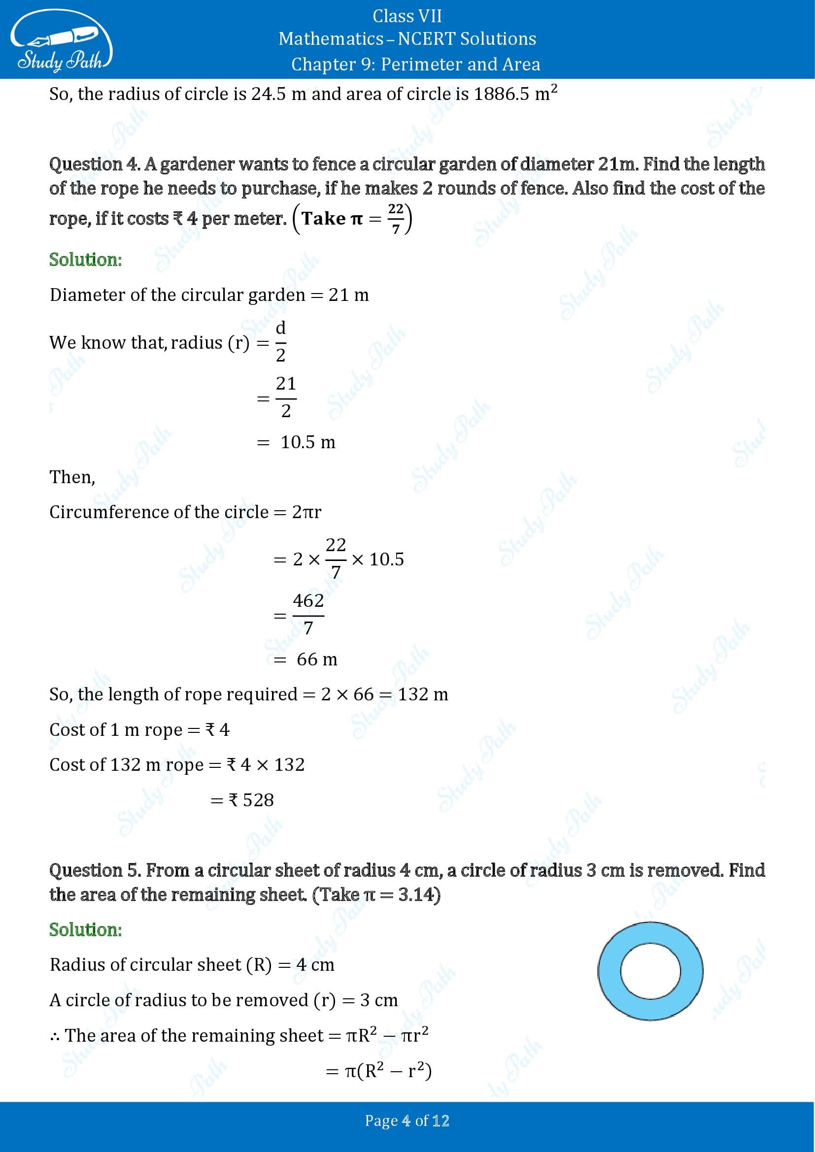 NCERT Solutions for Class 7 Maths Chapter 9 Perimeter and Area Exercise 9.2 00004