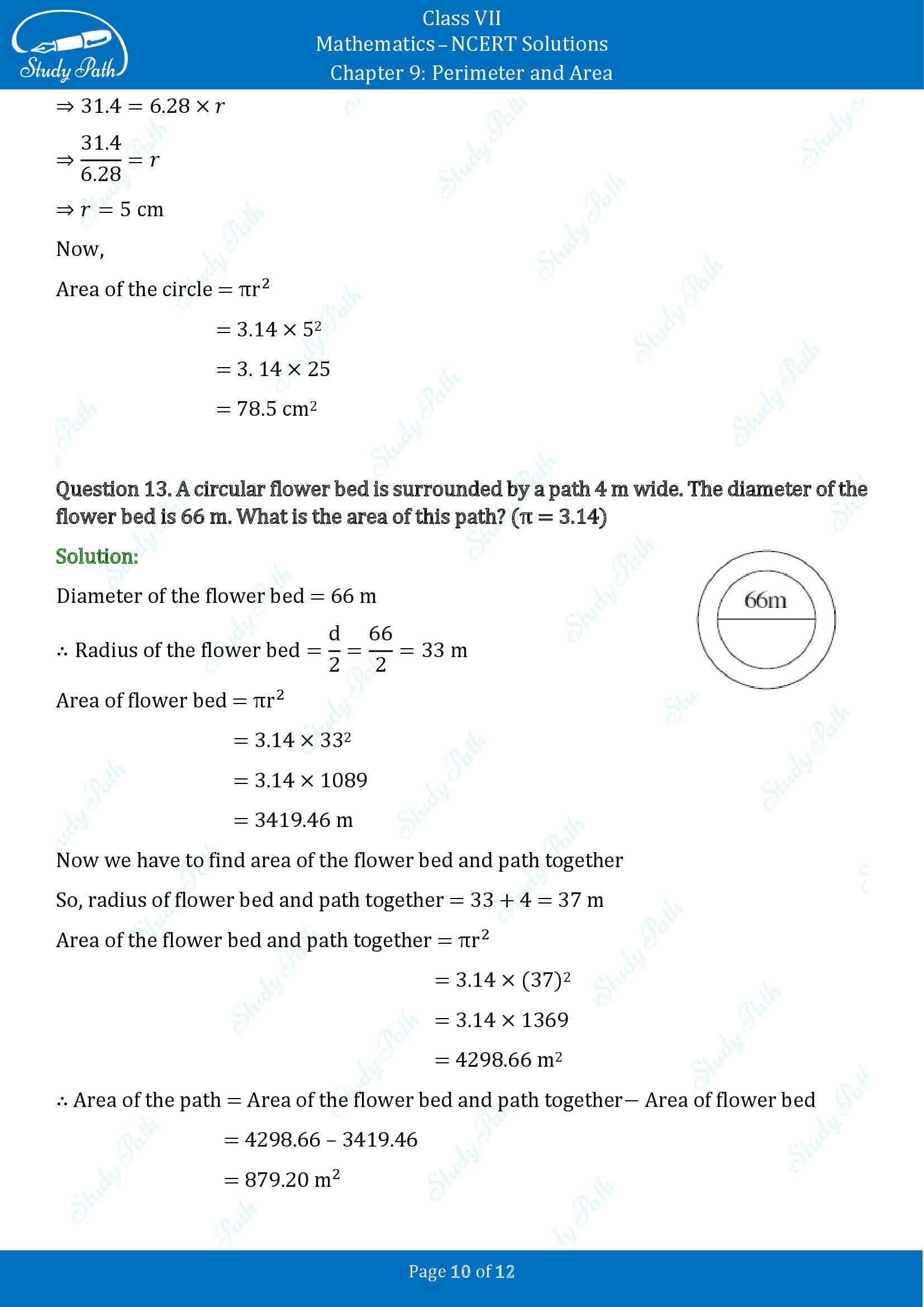 NCERT Solutions for Class 7 Maths Chapter 9 Perimeter and Area Exercise 9.2 00010