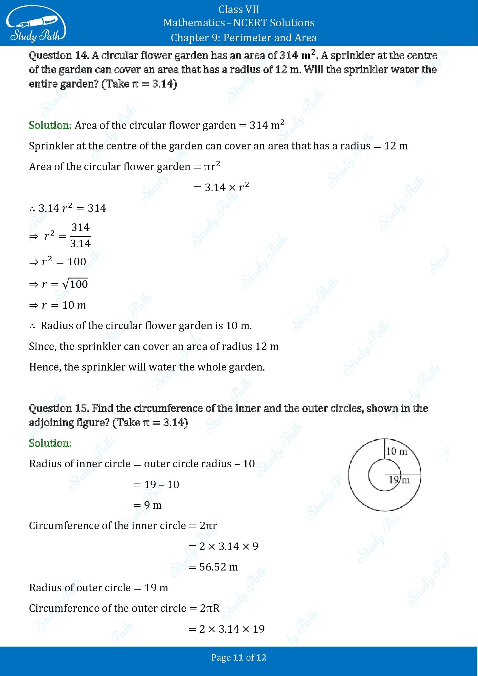 NCERT Solutions for Class 7 Maths Chapter 9 Perimeter and Area Exercise 9.2 00011