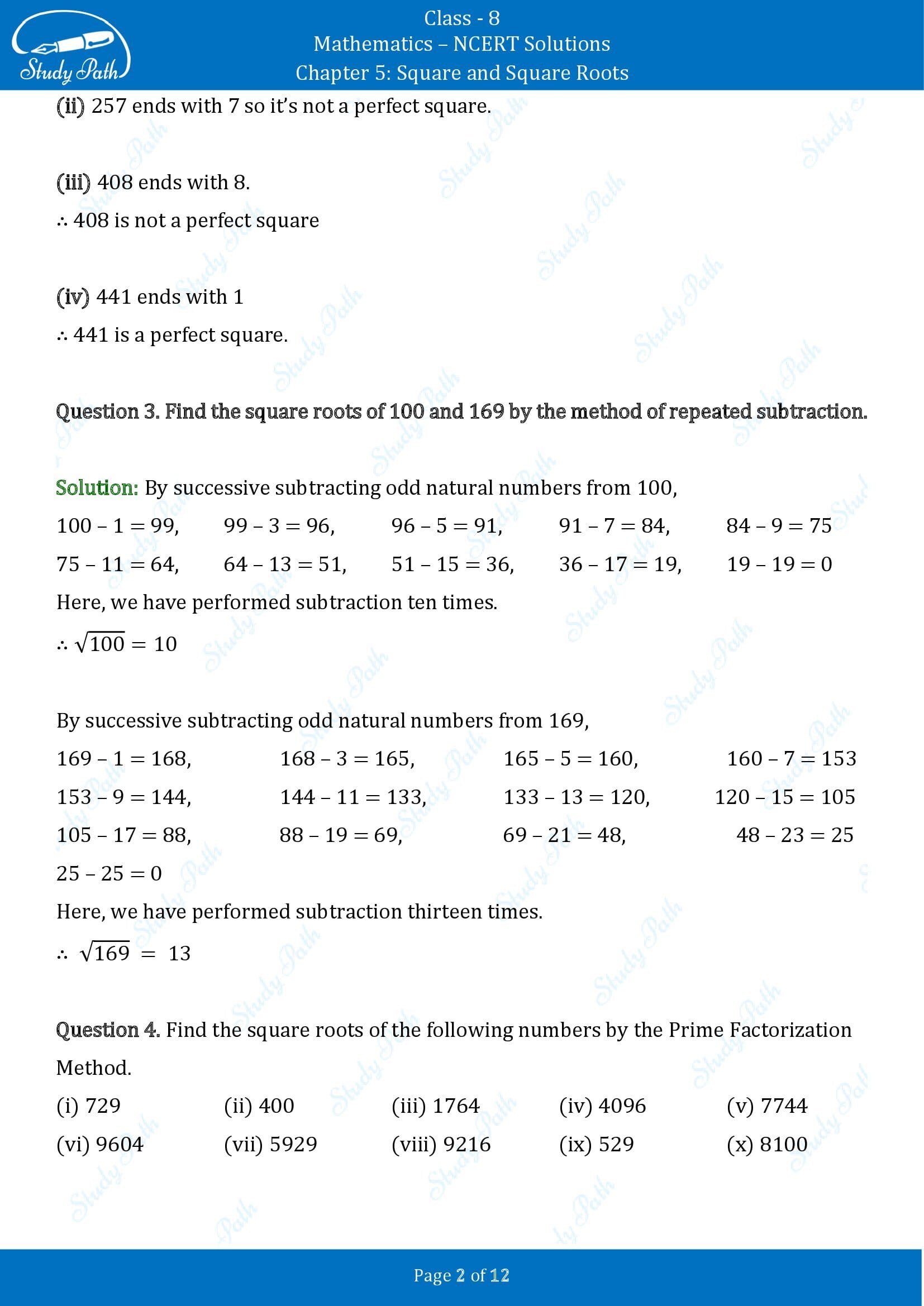 NCERT Solutions for Class 8 Maths Chapter 5 Squares and Square Roots Exercise 5.3 00002